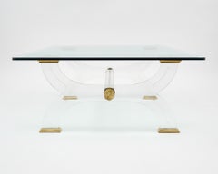 Brass and Lucite Vintage Coffee Table