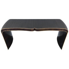 Brass and Macassar Waterfall Console Table