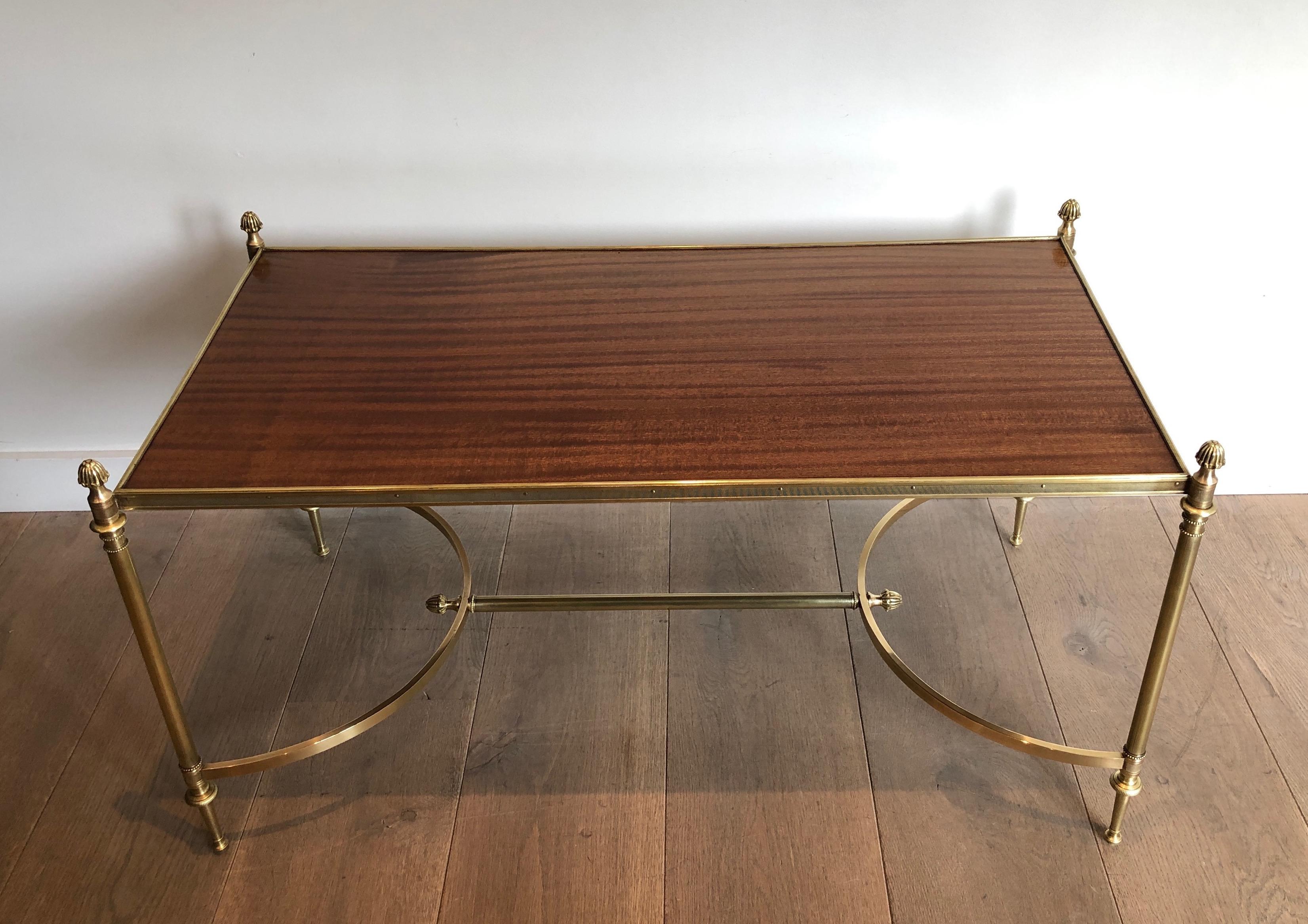 Brass and Mahogany Coffee Table by Maison Jansen, circa 1940 6