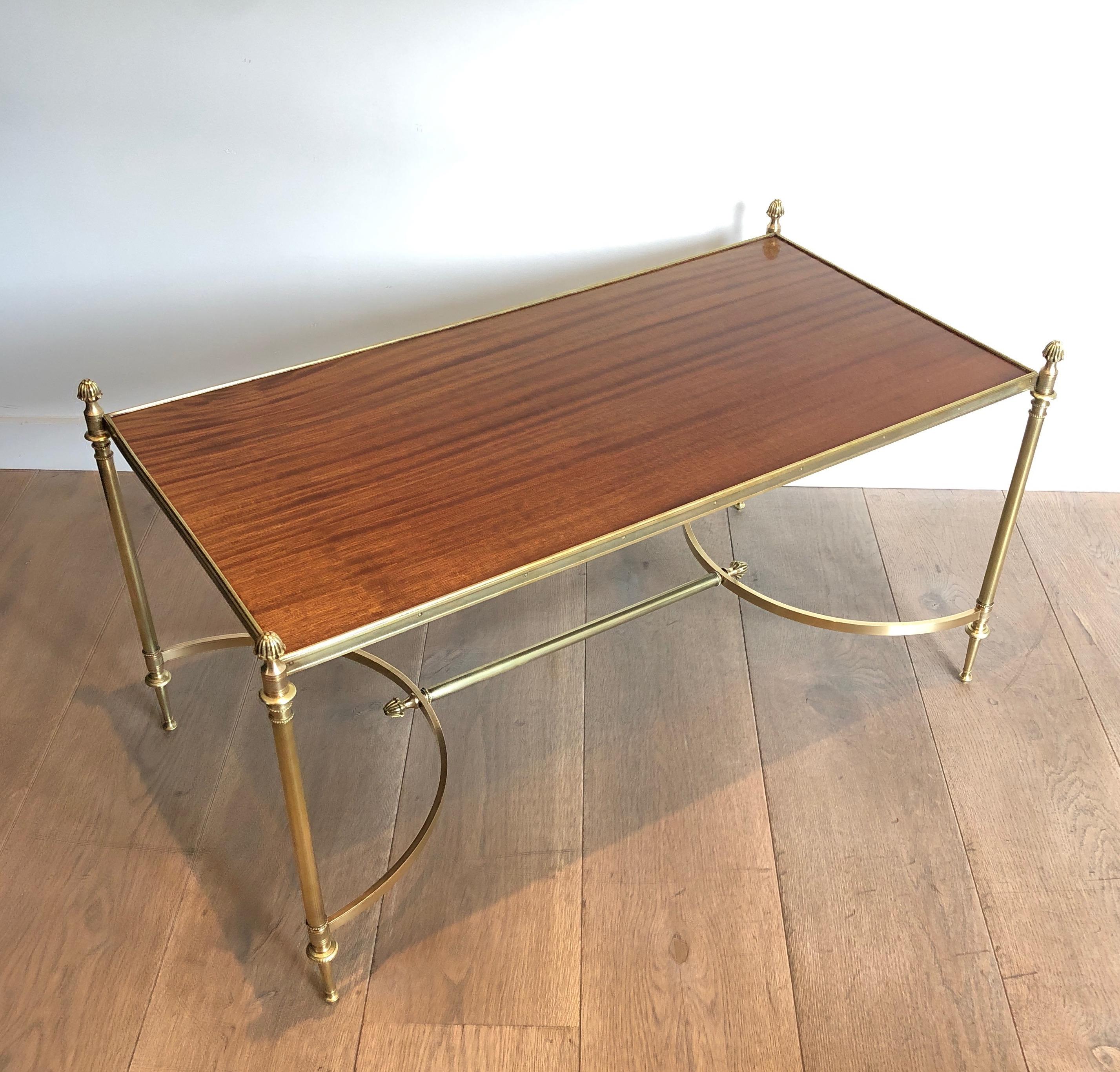 Brass and Mahogany Coffee Table by Maison Jansen, circa 1940 10