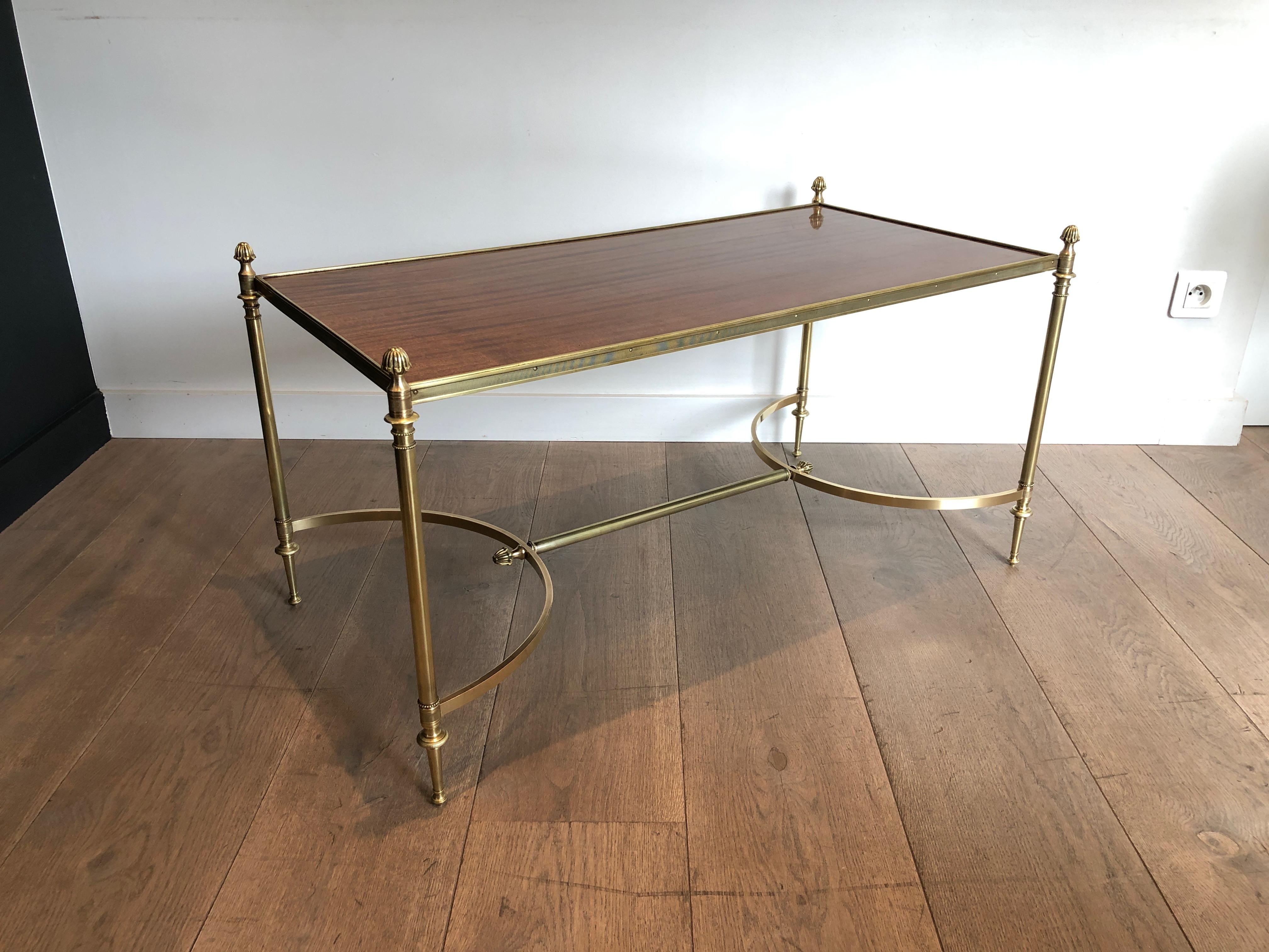 Brass and Mahogany Coffee Table by Maison Jansen, circa 1940 11