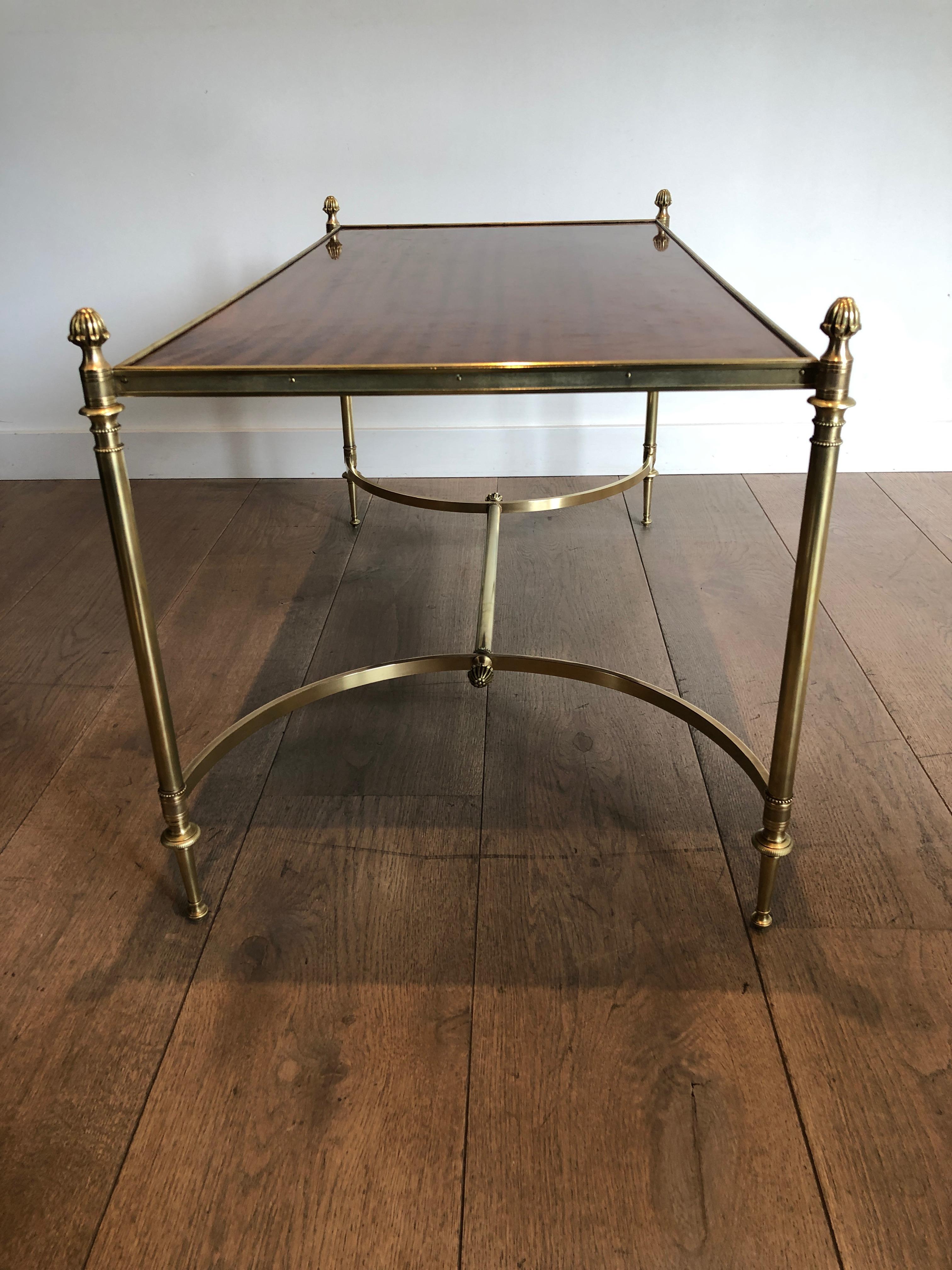 Brass and Mahogany Coffee Table by Maison Jansen, circa 1940 12