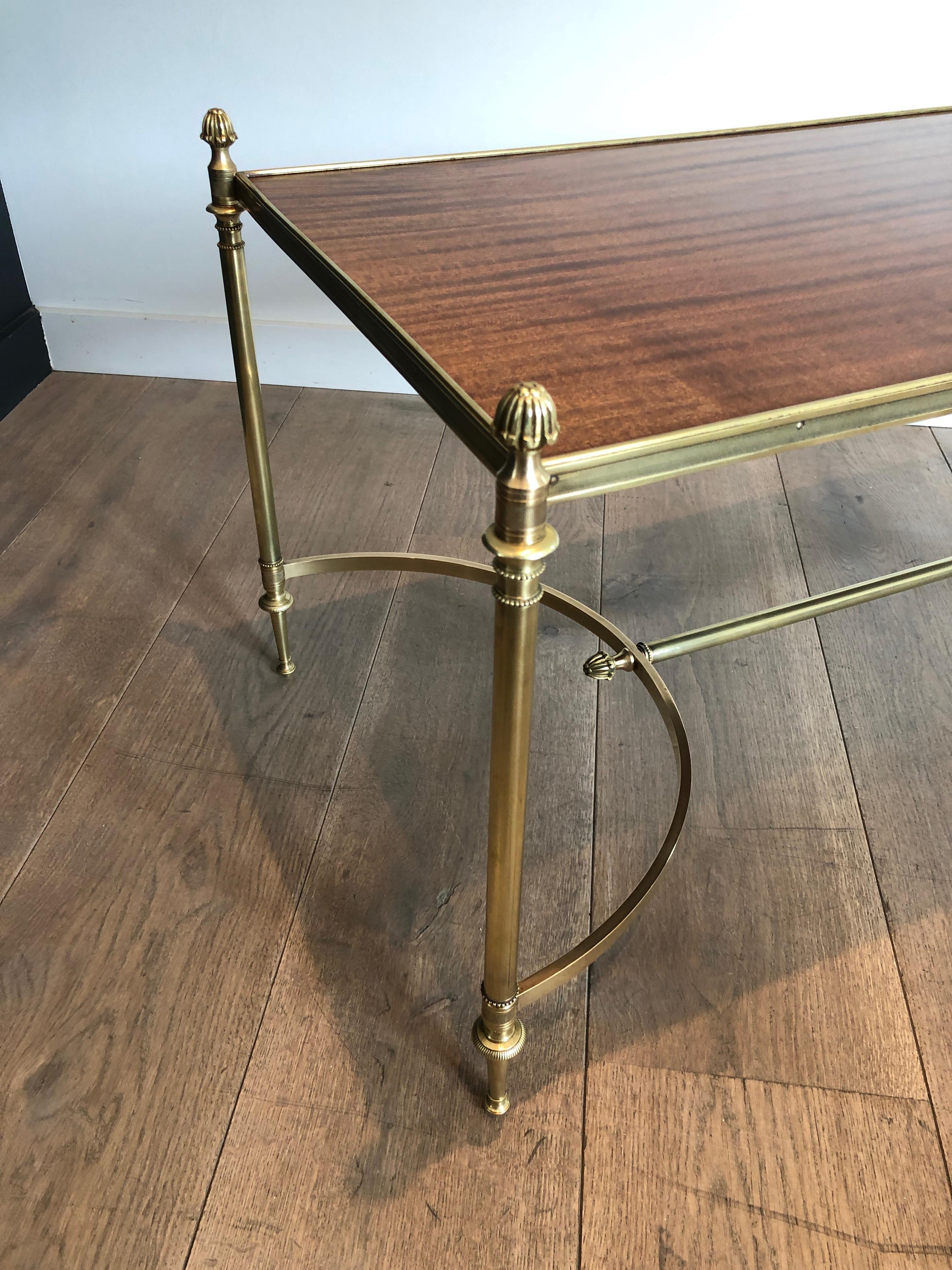 Brass and Mahogany Coffee Table by Maison Jansen, circa 1940 14