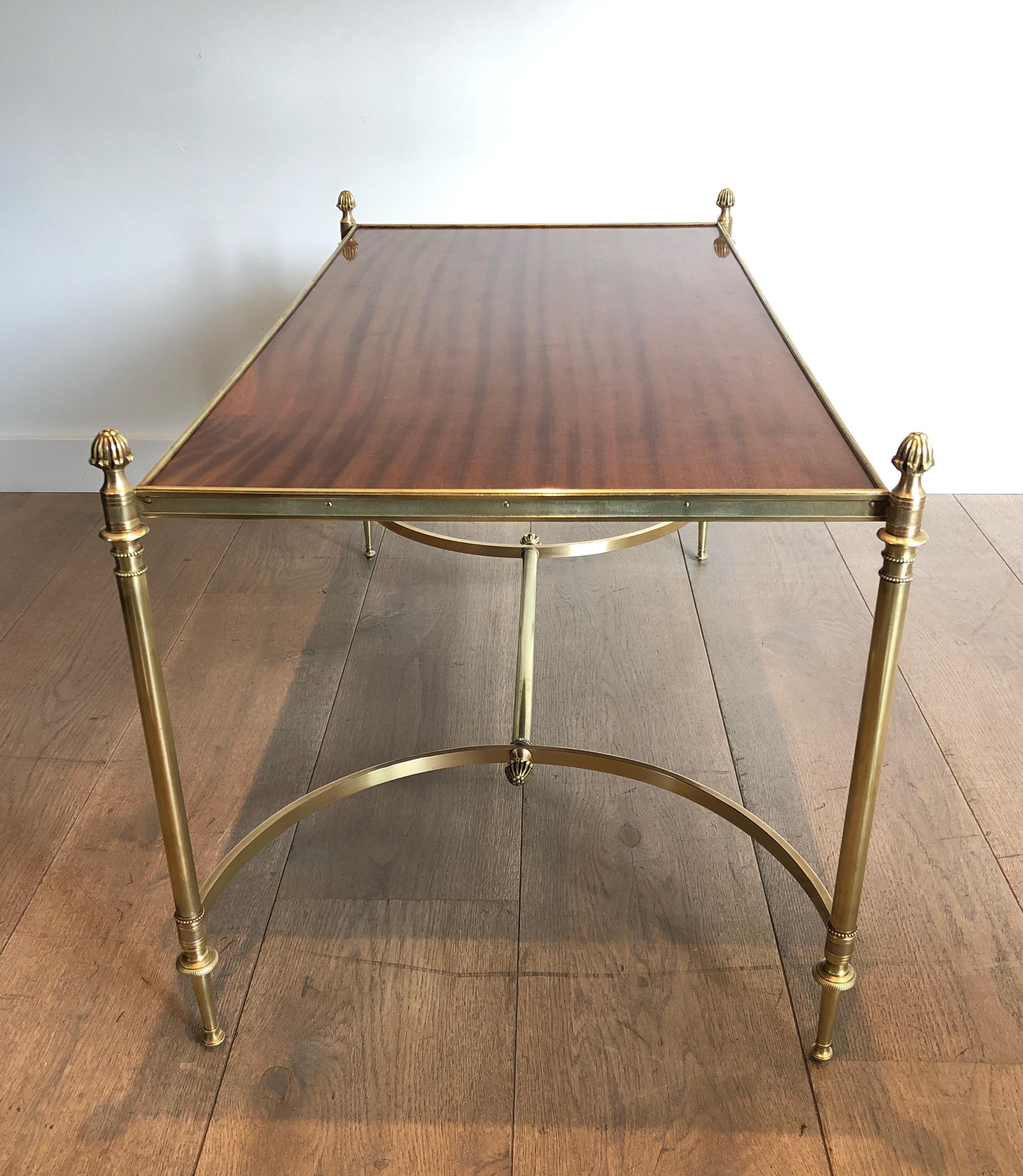 Mid-20th Century Brass and Mahogany Coffee Table by Maison Jansen, circa 1940