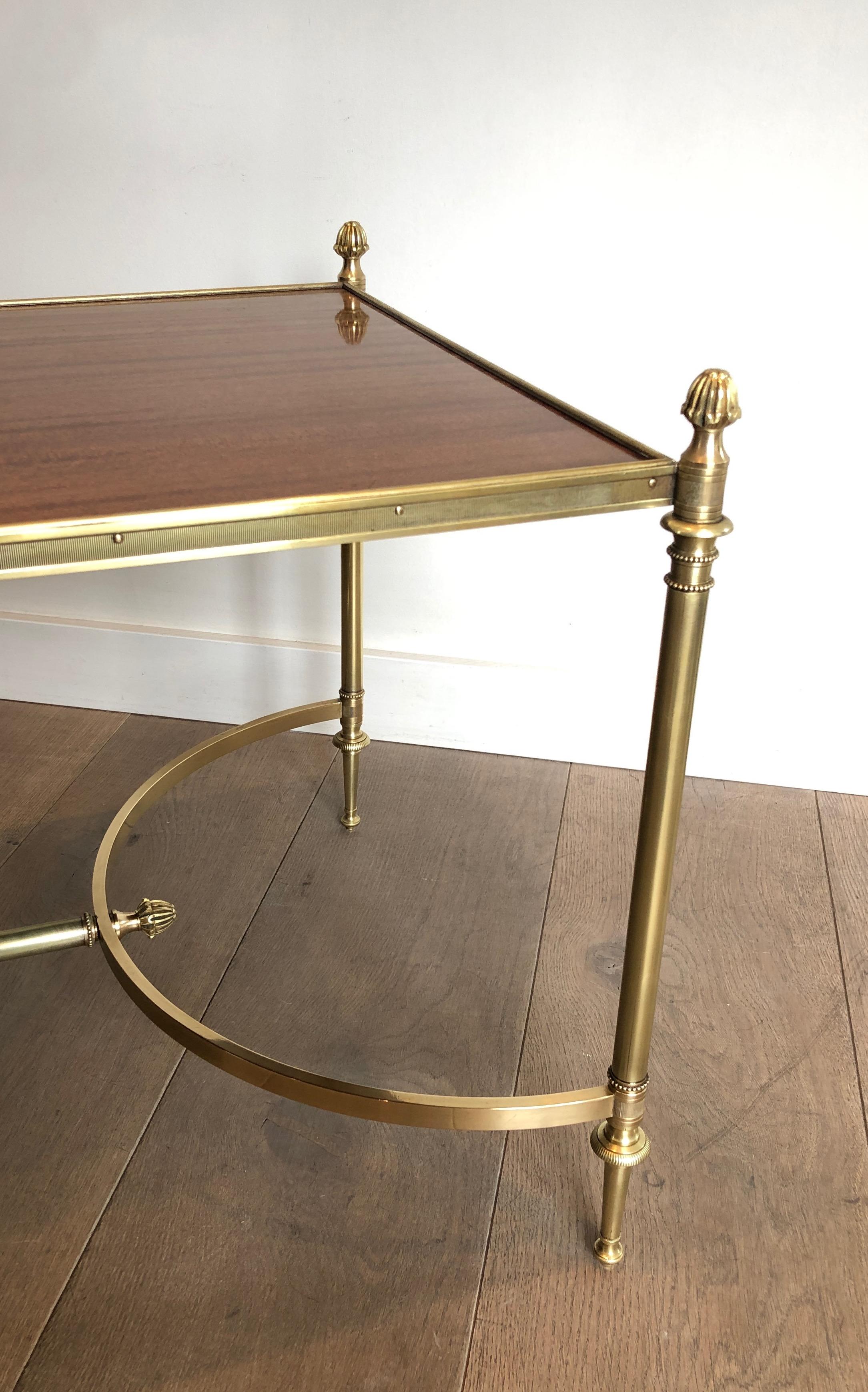 Brass and Mahogany Coffee Table by Maison Jansen, circa 1940 1