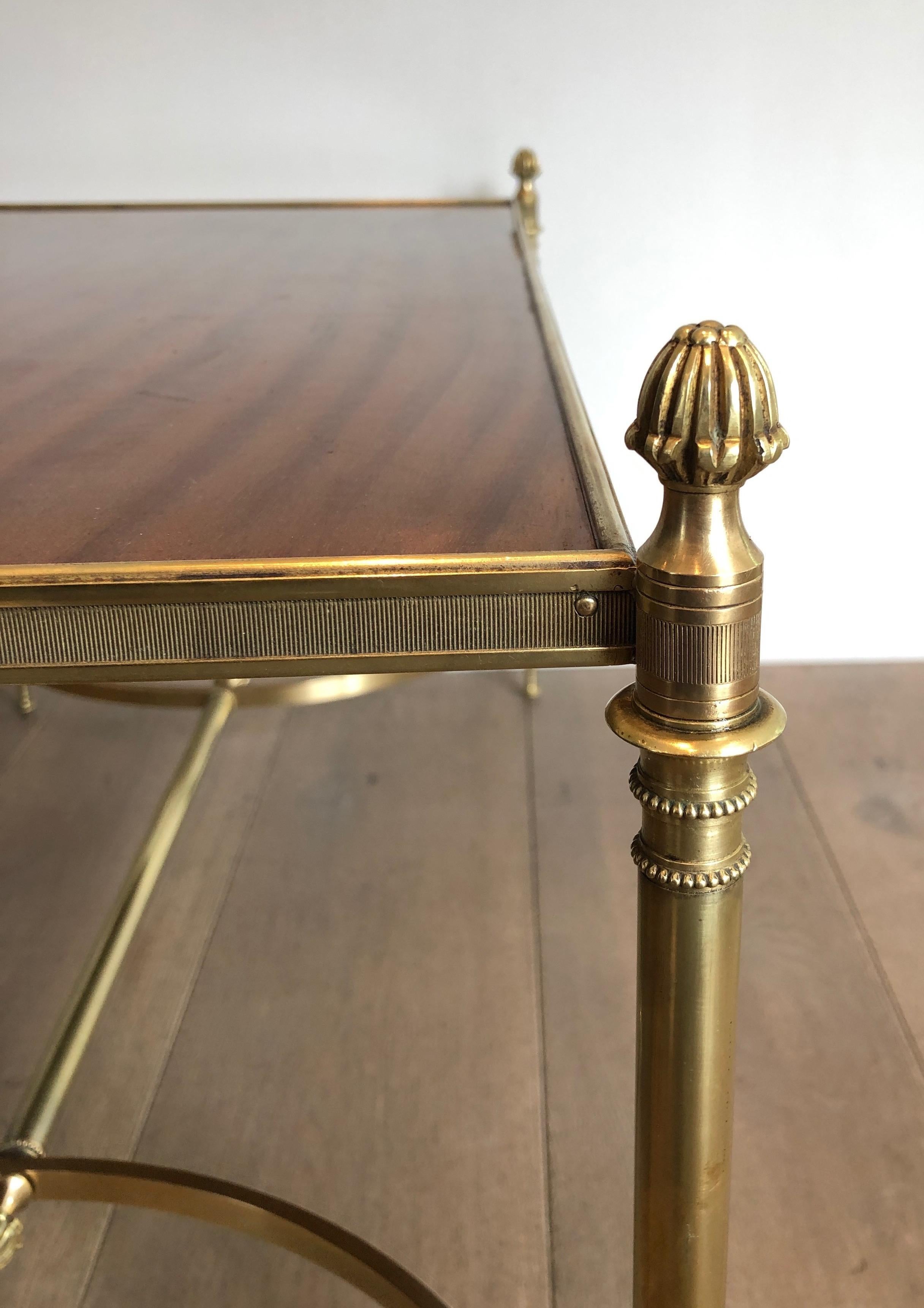 Brass and Mahogany Coffee Table by Maison Jansen, circa 1940 2