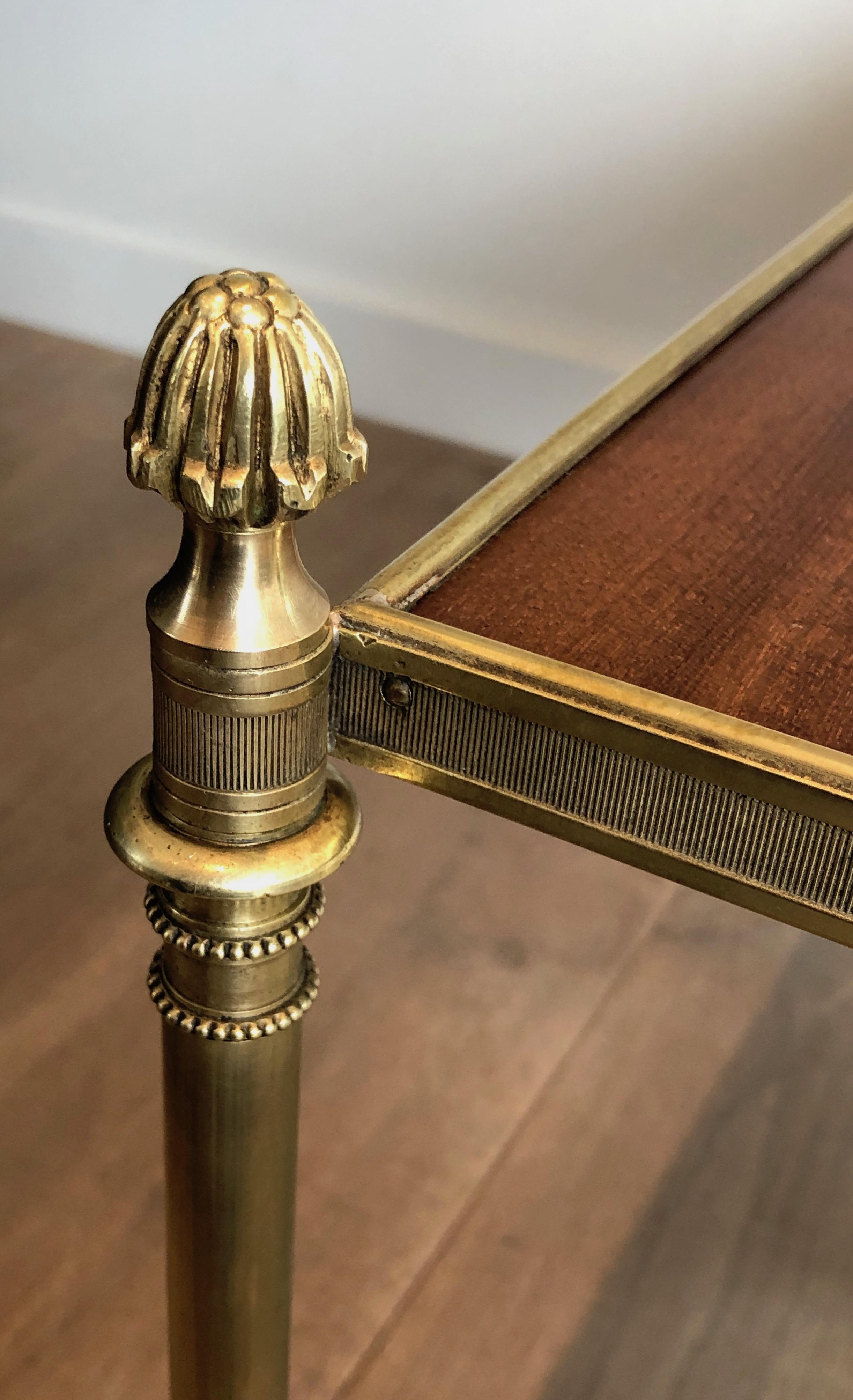 Brass and Mahogany Coffee Table by Maison Jansen, circa 1940 3