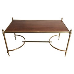 Brass and Mahogany Coffee Table by Maison Jansen, circa 1940