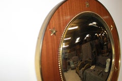 Brass and Mahogany Convex Mirror