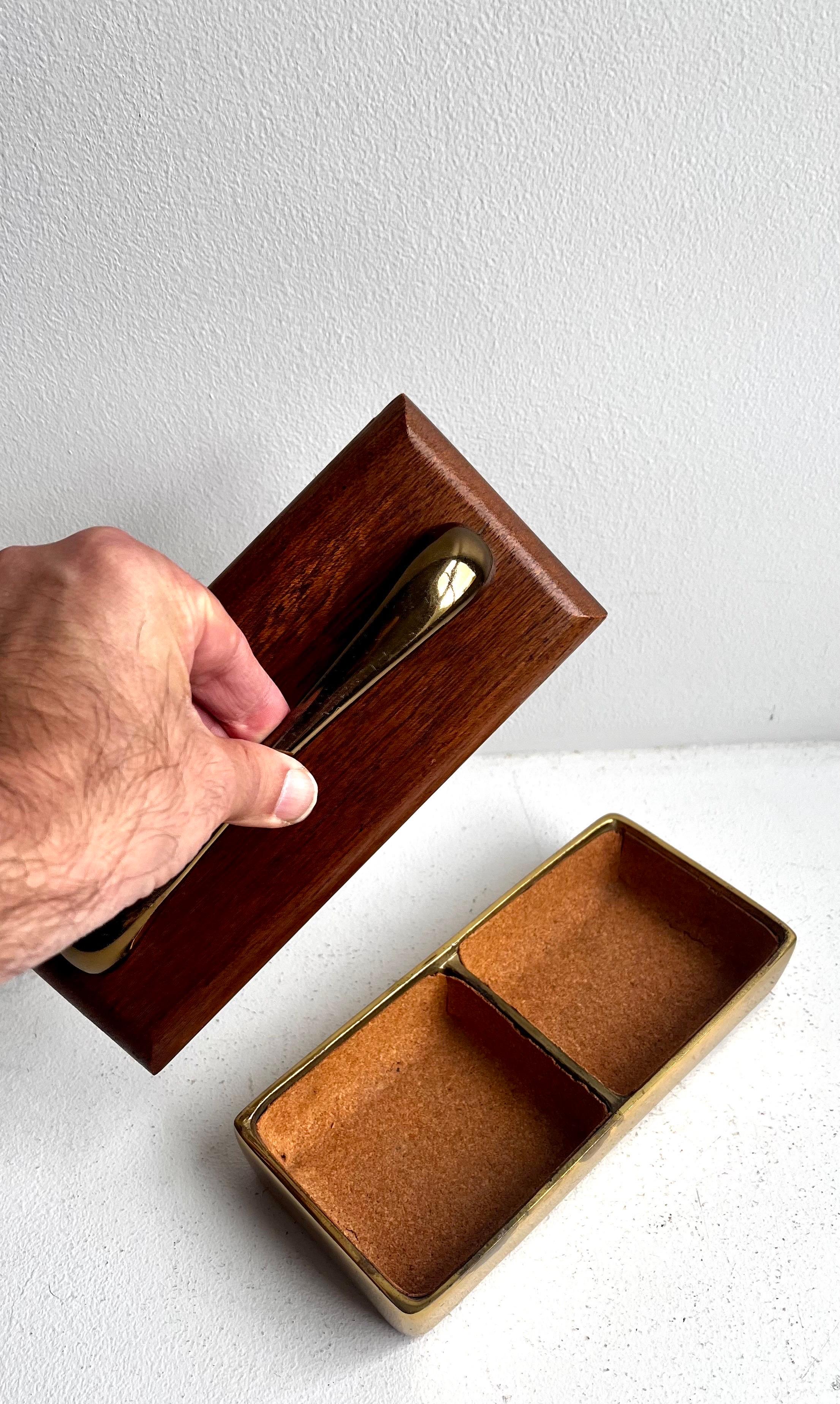 Boîte à bijoux en laiton et acajou par Ben Seibel pour Jenfred Ware, années 1960 en vente 4