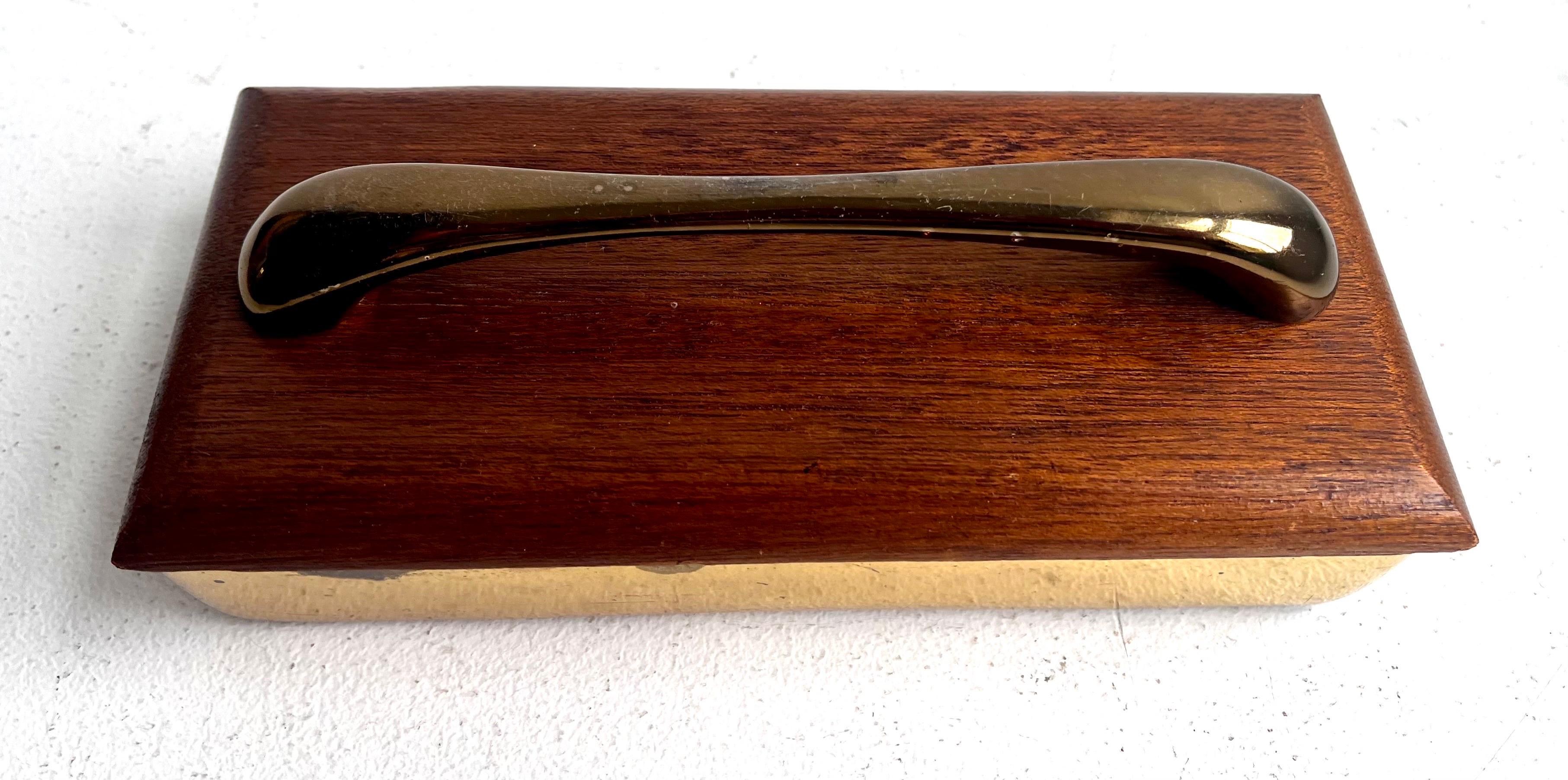 Mid-Century Modern Boîte à bijoux en laiton et acajou par Ben Seibel pour Jenfred Ware, années 1960 en vente