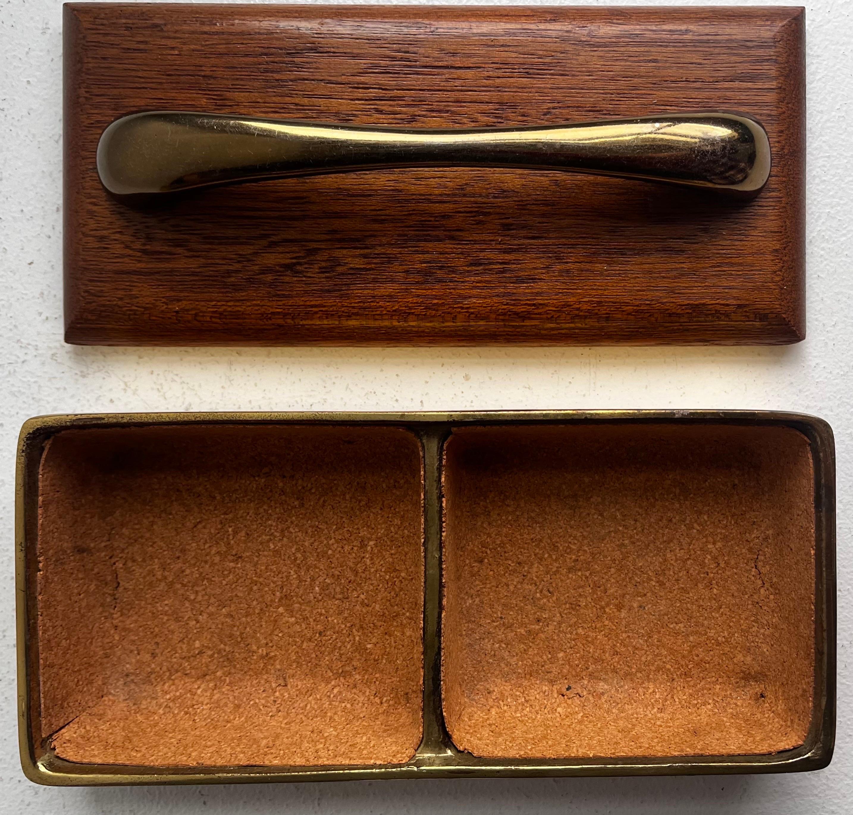 Américain Boîte à bijoux en laiton et acajou par Ben Seibel pour Jenfred Ware, années 1960 en vente