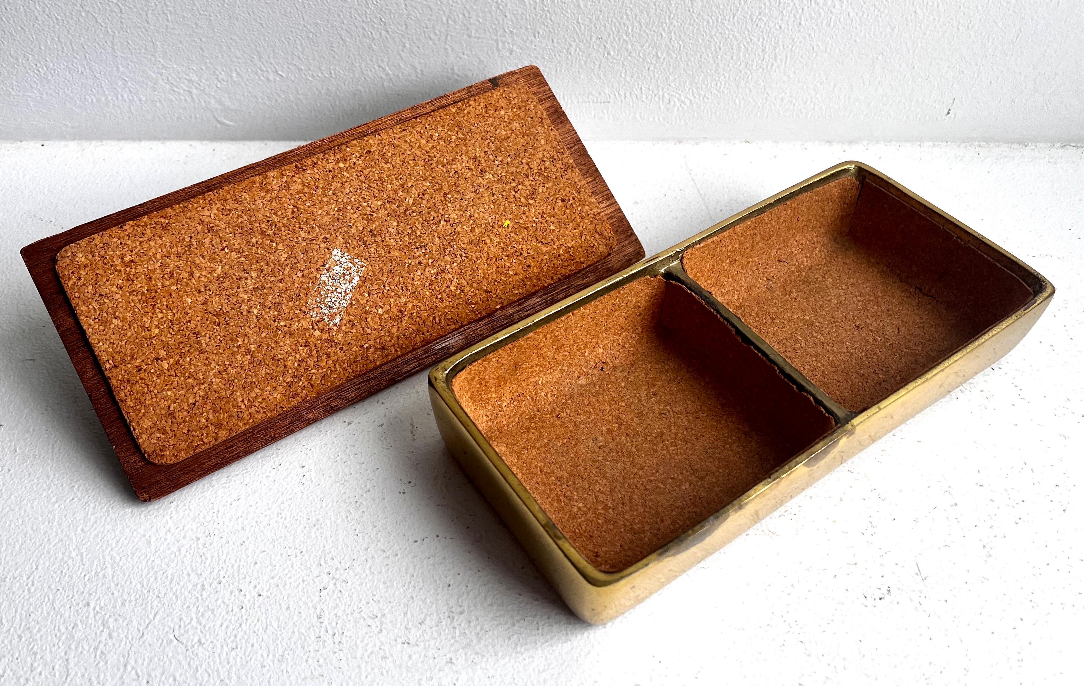 20ième siècle Boîte à bijoux en laiton et acajou par Ben Seibel pour Jenfred Ware, années 1960 en vente