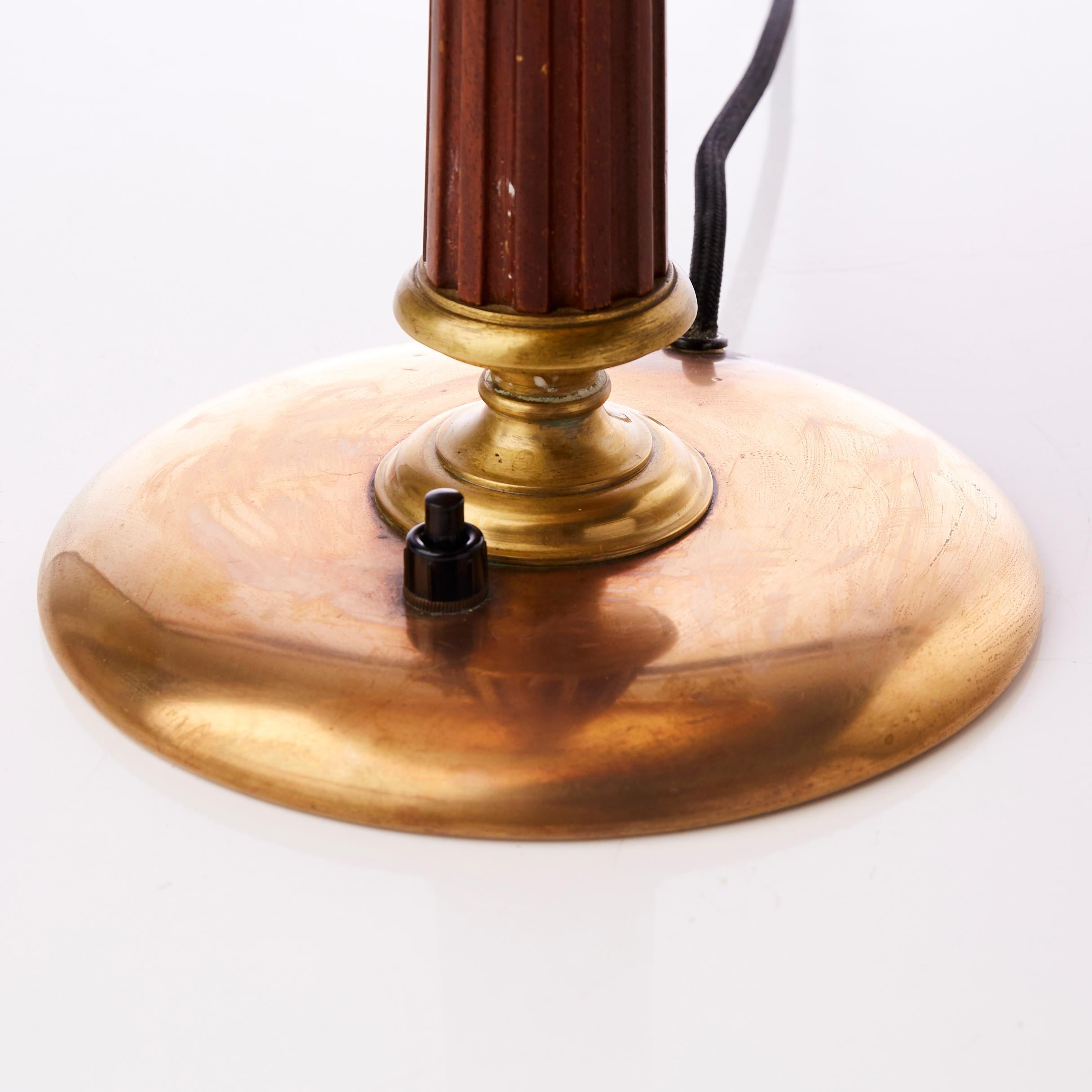 Scandinavian Modern Brass and Mahogany Table Lamp by Böhlmarks, Sweden, 1940