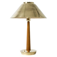 Brass and Mahogany Table Lamp by Hans Bergström for Ateljé Lyktan, Sweden, 1950s