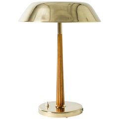 Brass and Mahogany Table Lamp from Böhlmarks, Sweden, 1940s