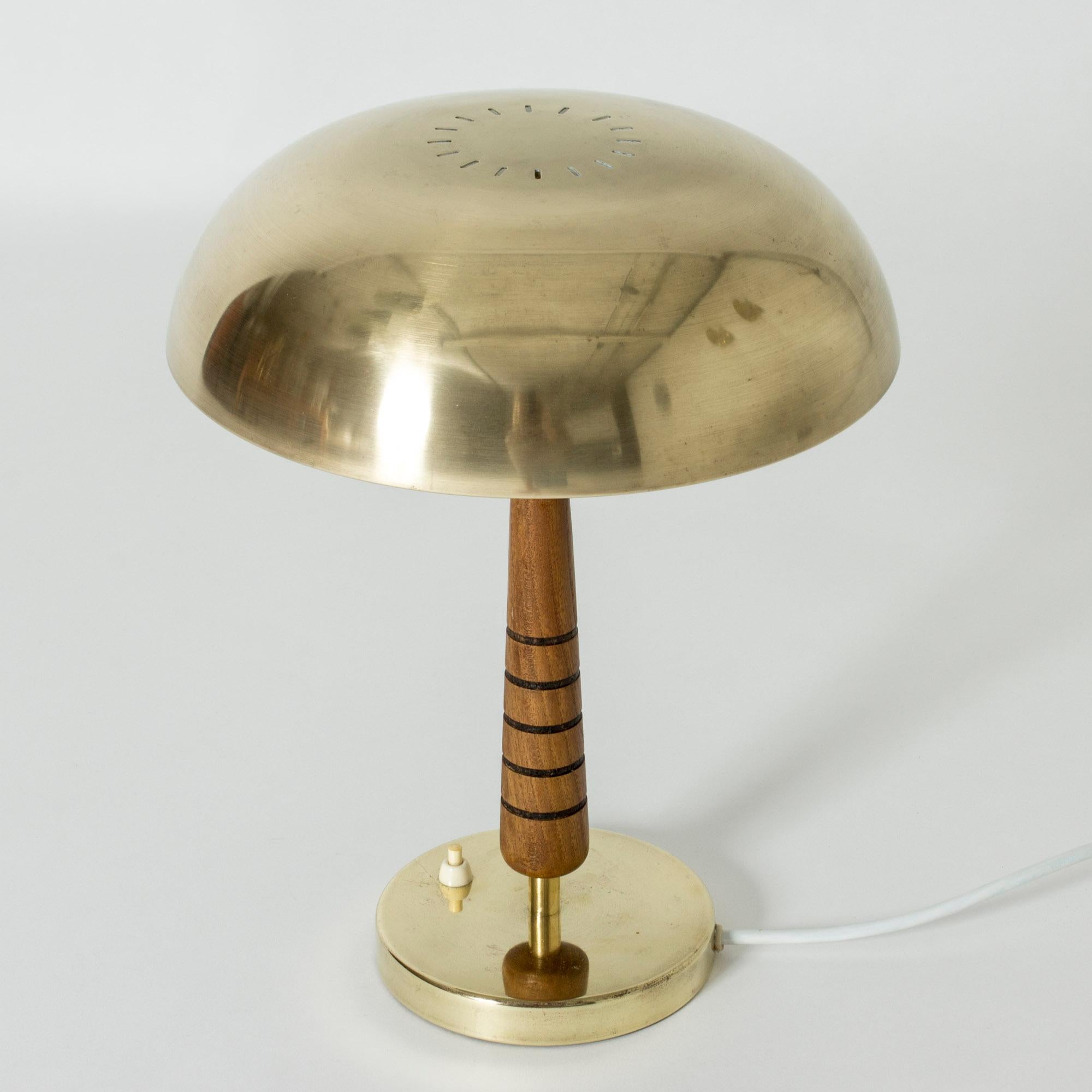 Swedish Brass and Mahogany Table Lamp from Boréns, Sweden, 1950s