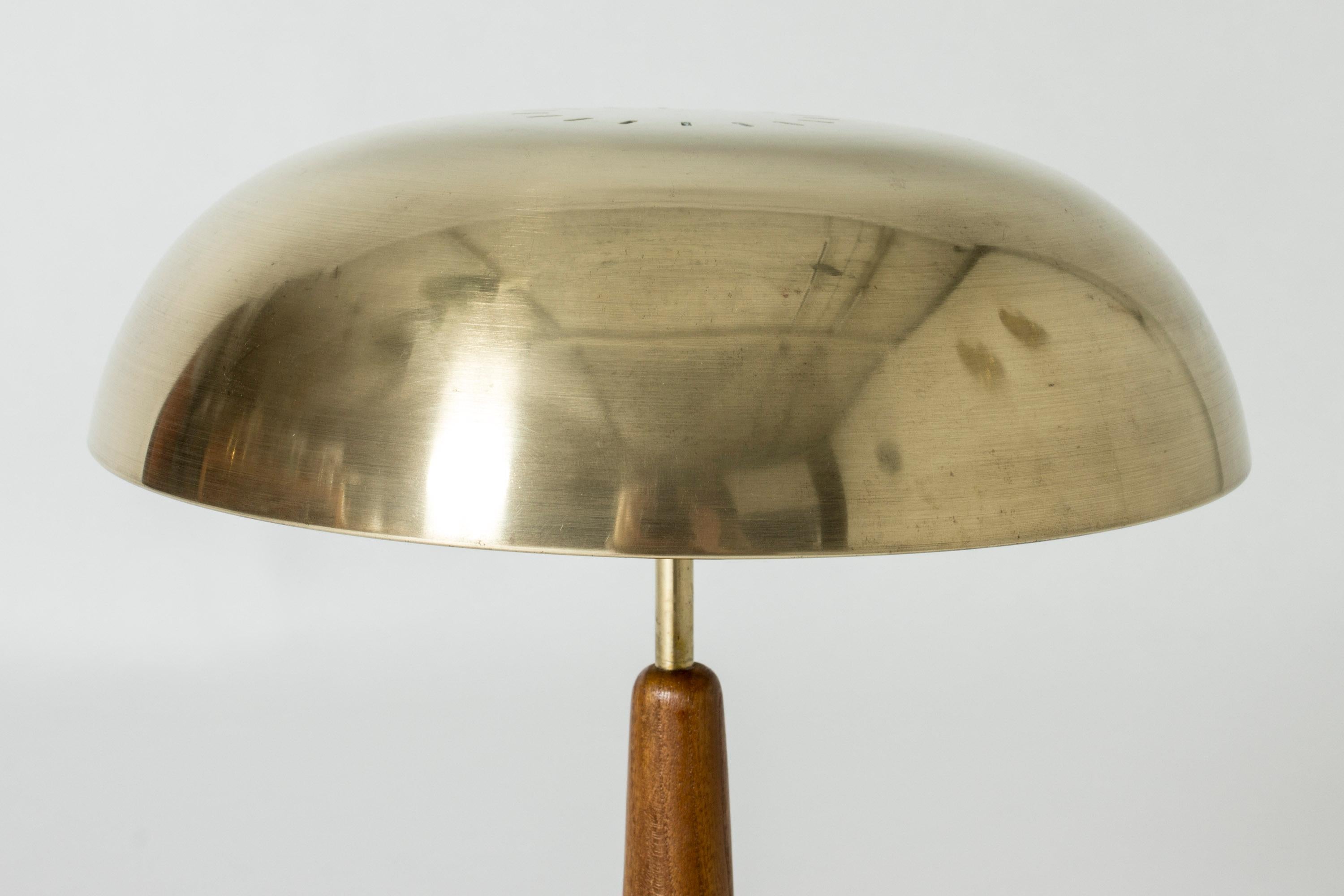 Brass and Mahogany Table Lamp from Boréns, Sweden, 1950s 1