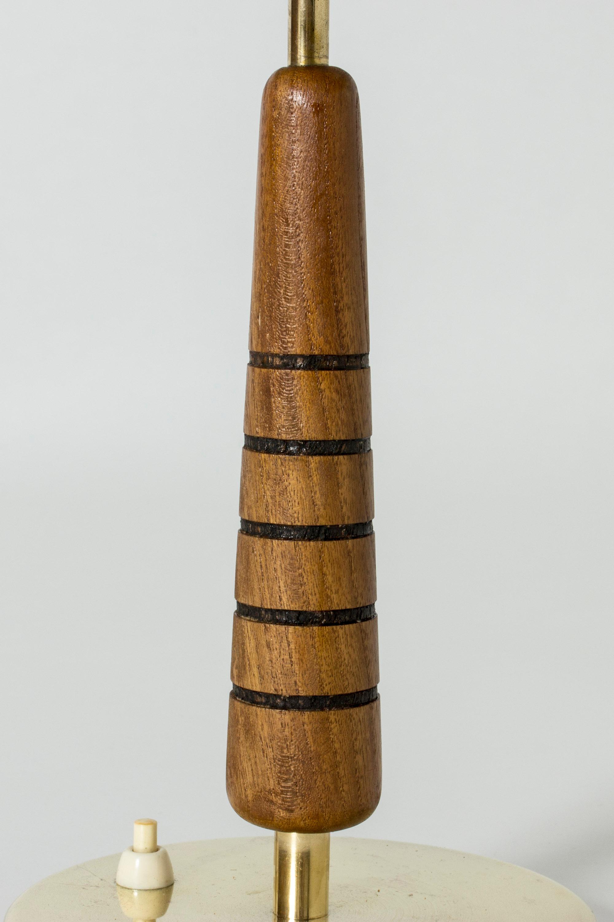 Brass and Mahogany Table Lamp from Boréns, Sweden, 1950s 2