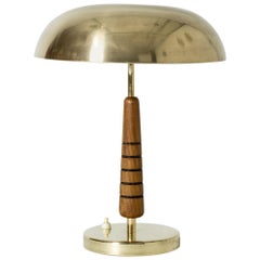 Brass and Mahogany Table Lamp from Boréns, Sweden, 1950s
