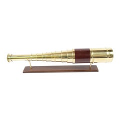 Antique Brass and Mahogany Telescope with Nine Extensions, France, Mid-1800s