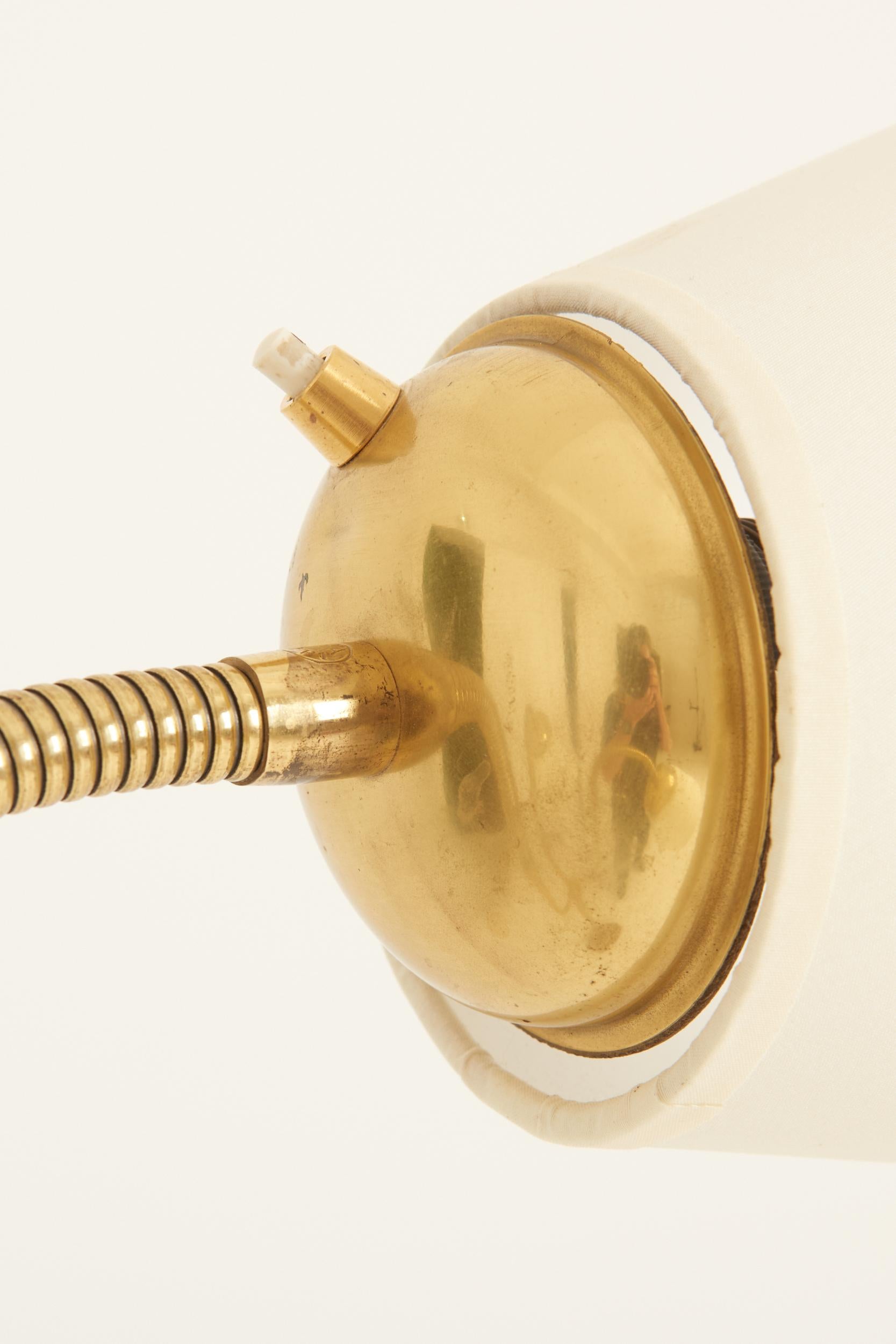 Mid-Century Modern Brass and Mahogany Three-Arm Floor Lamp