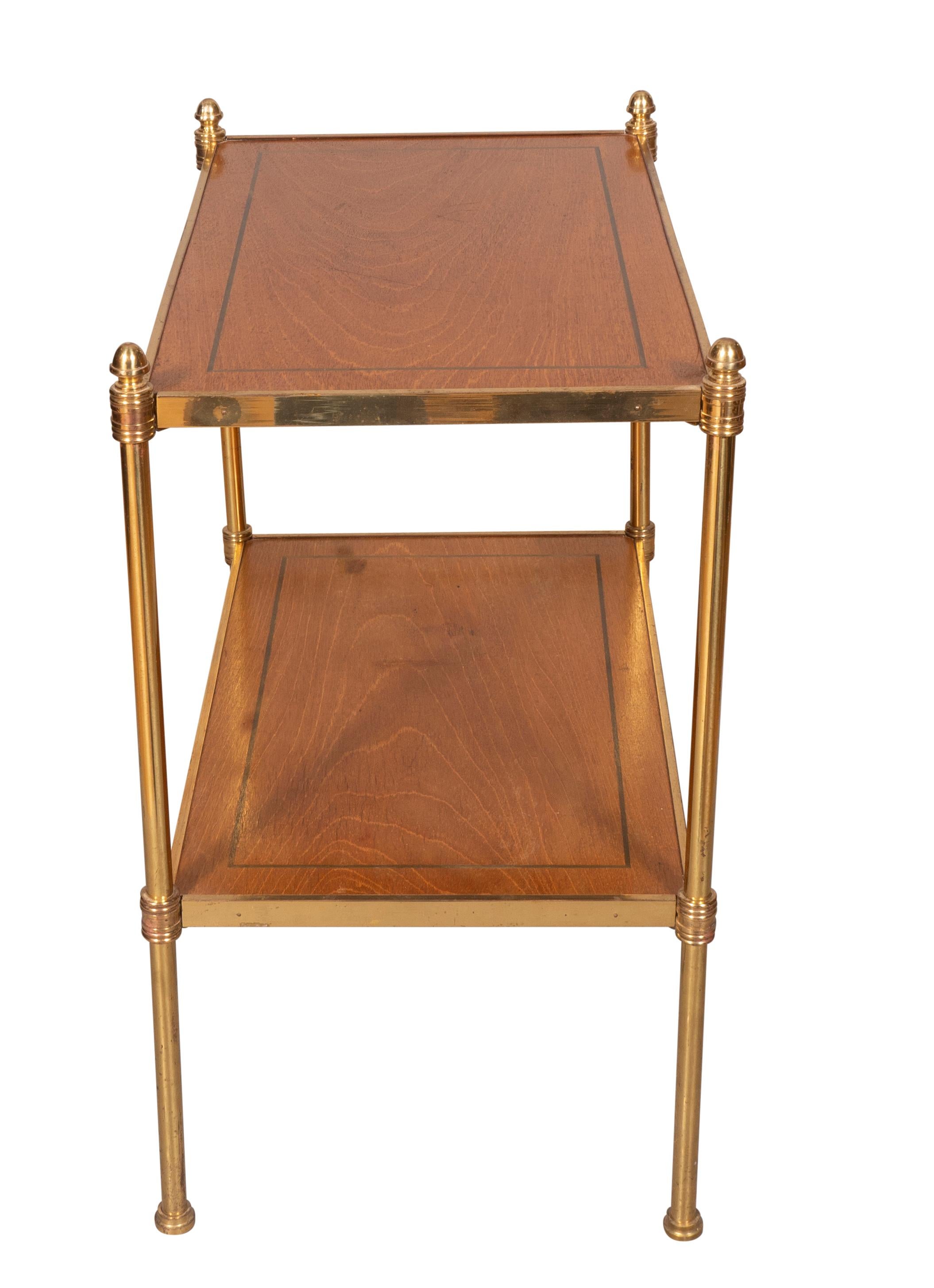 Brass and Mahogany Two Tier Table 1
