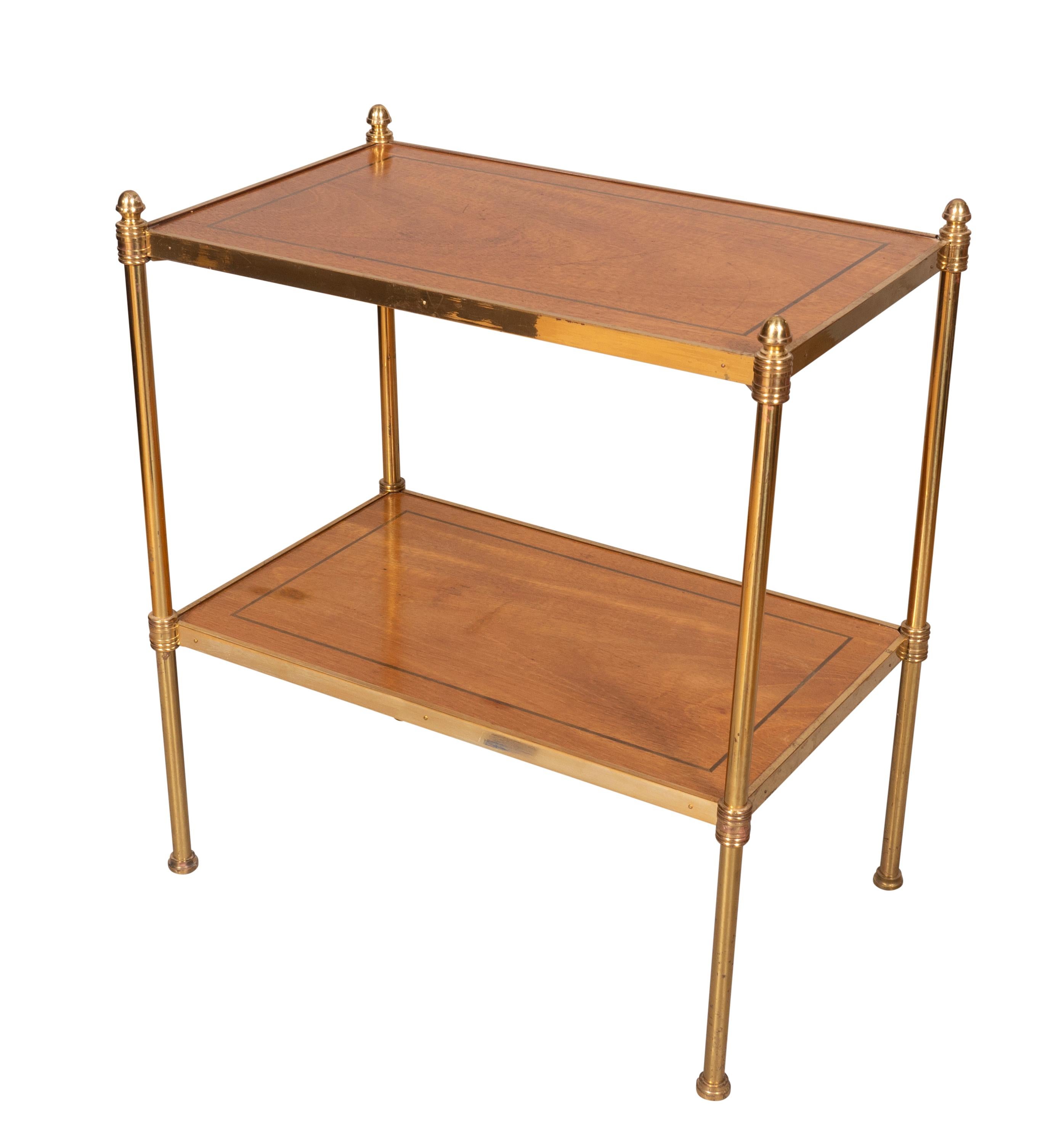 Brass and Mahogany Two Tier Table 2