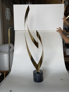 Brass and Marble Abstract "Eternal Flame" Sculpture by Curtis Jere for Artisan H