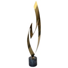 Brass and Marble Abstract "Eternal Flame" Sculpture by Curtis Jere for Artisan H
