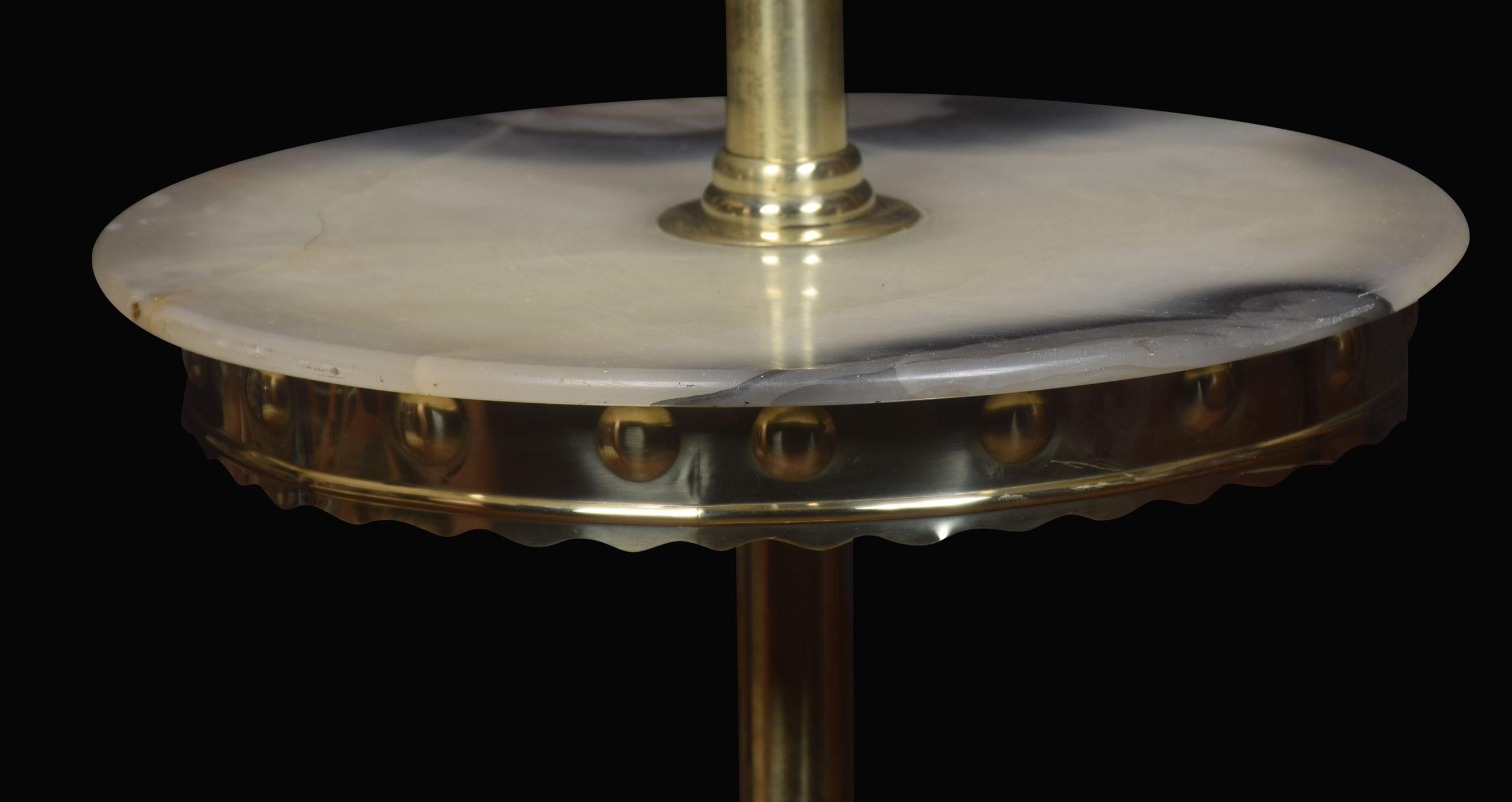 British Brass and Marble Adjustable Standard Lamp For Sale