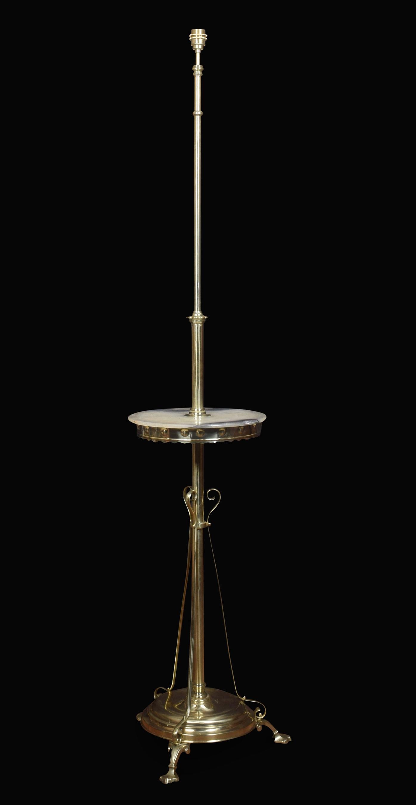 Brass and Marble Adjustable Standard Lamp In Good Condition For Sale In Cheshire, GB