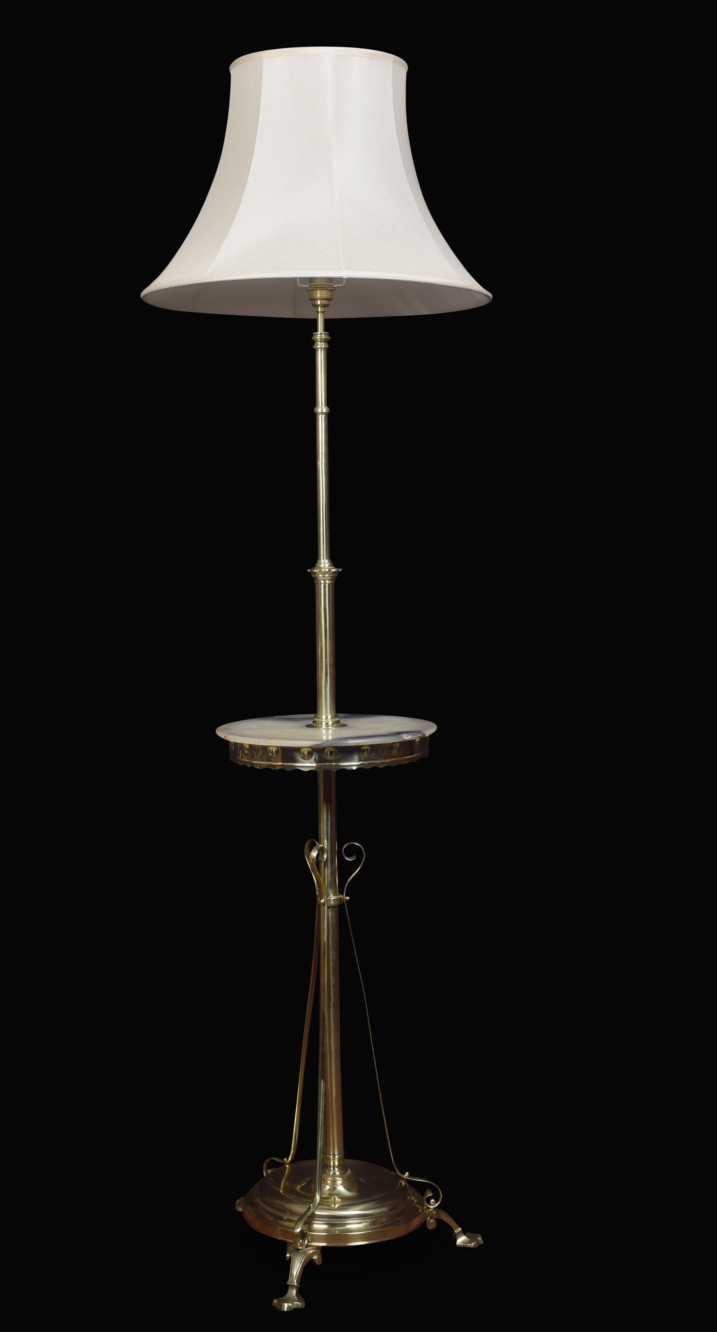 20th Century Brass and Marble Adjustable Standard Lamp For Sale