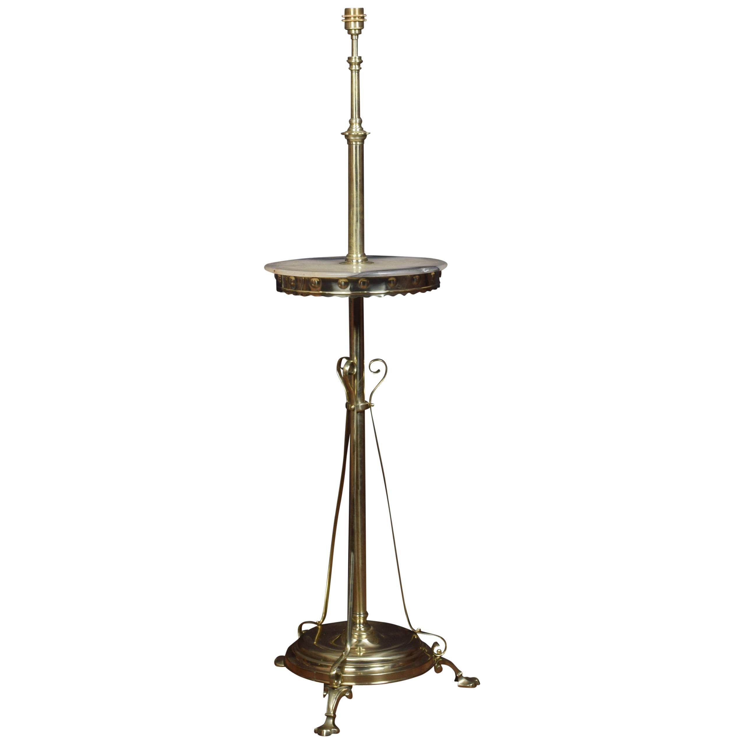 Brass and Marble Adjustable Standard Lamp For Sale