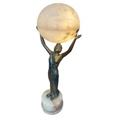 Brass and Marble Art Deco Globe Lamp