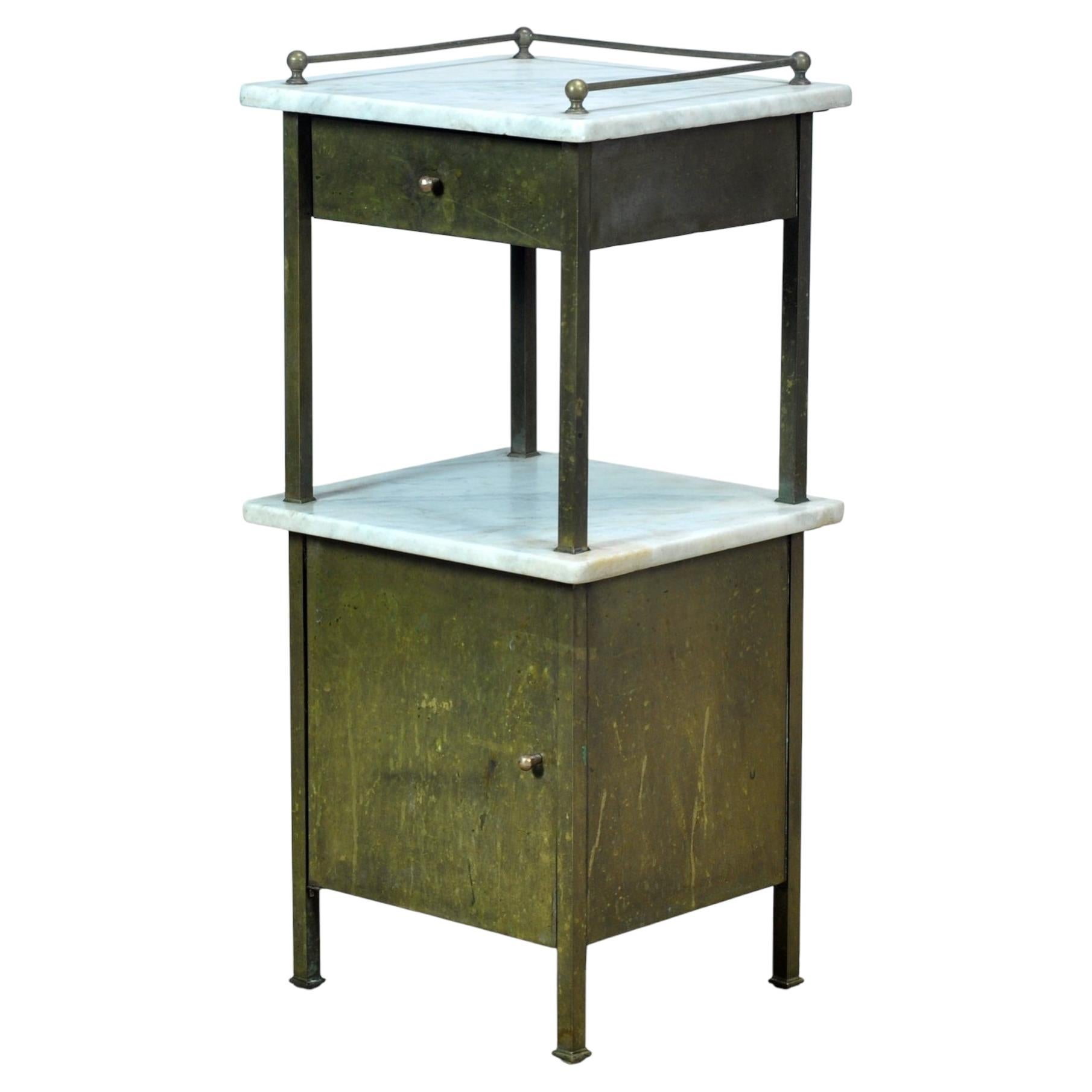 brass and marble bedside table, circa 1900