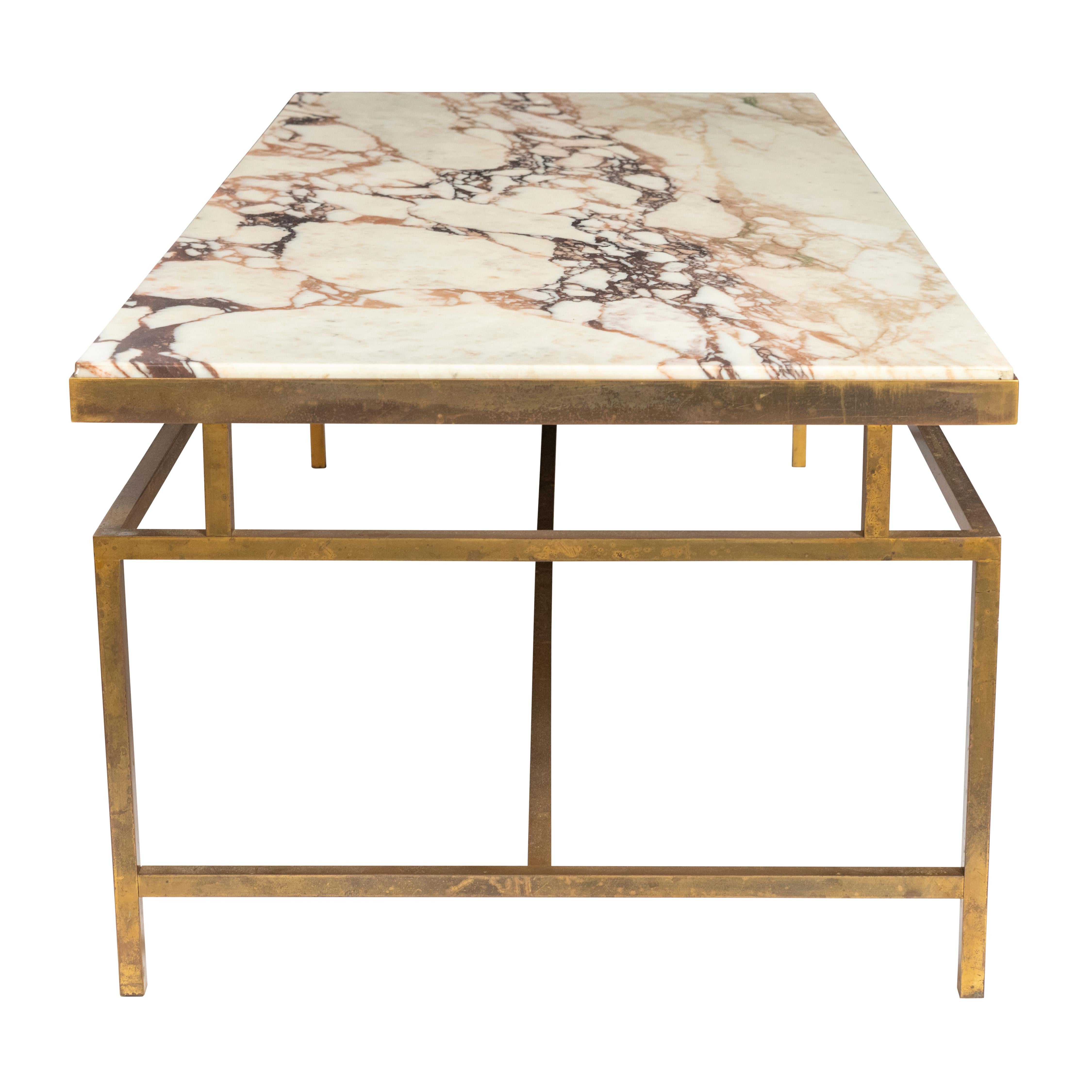Table basse en laiton et marbre du milieu du siècle.

Italie Circa 1950