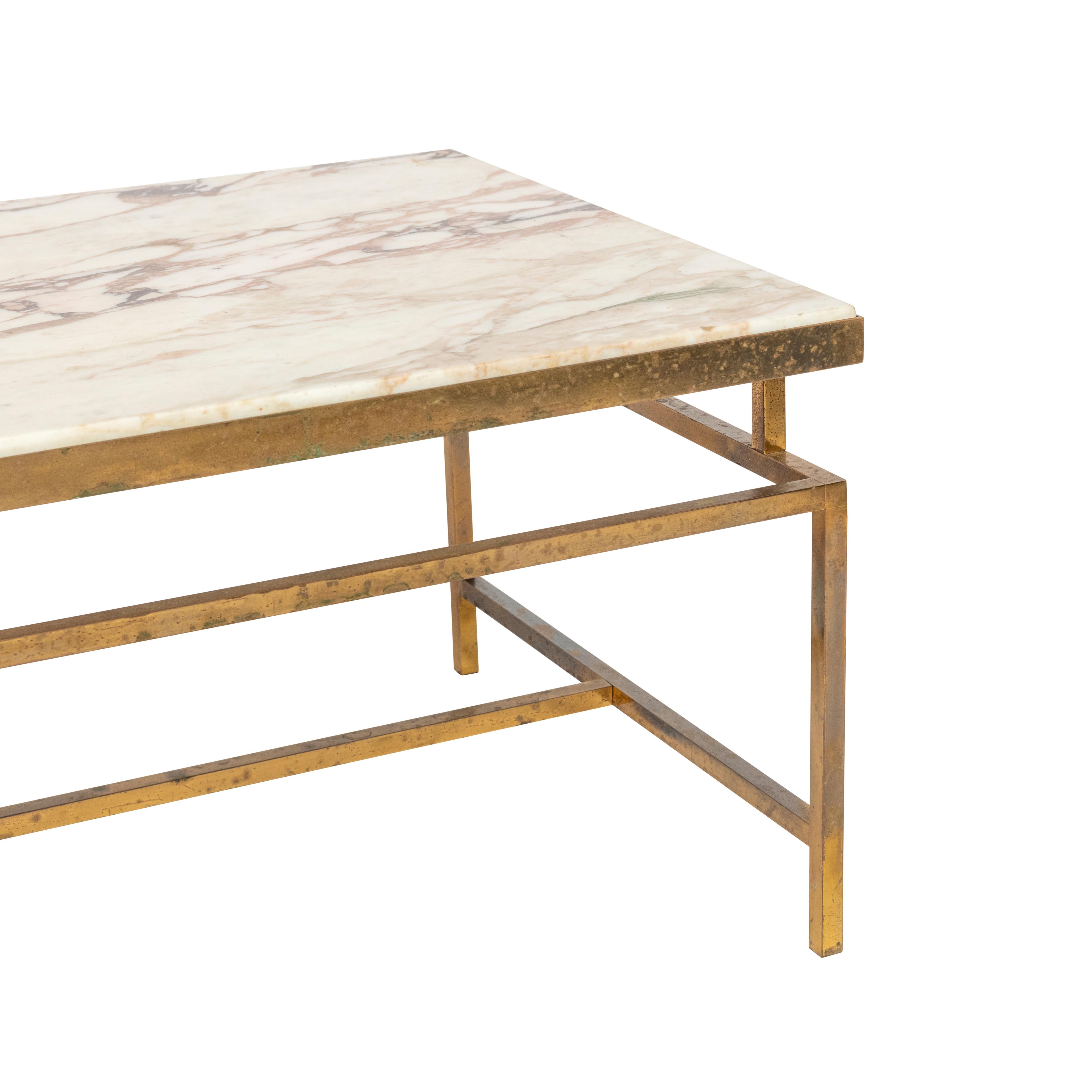 Table basse en laiton et marbre, Italie circa 1950 Excellent état - En vente à Knutsford, GB
