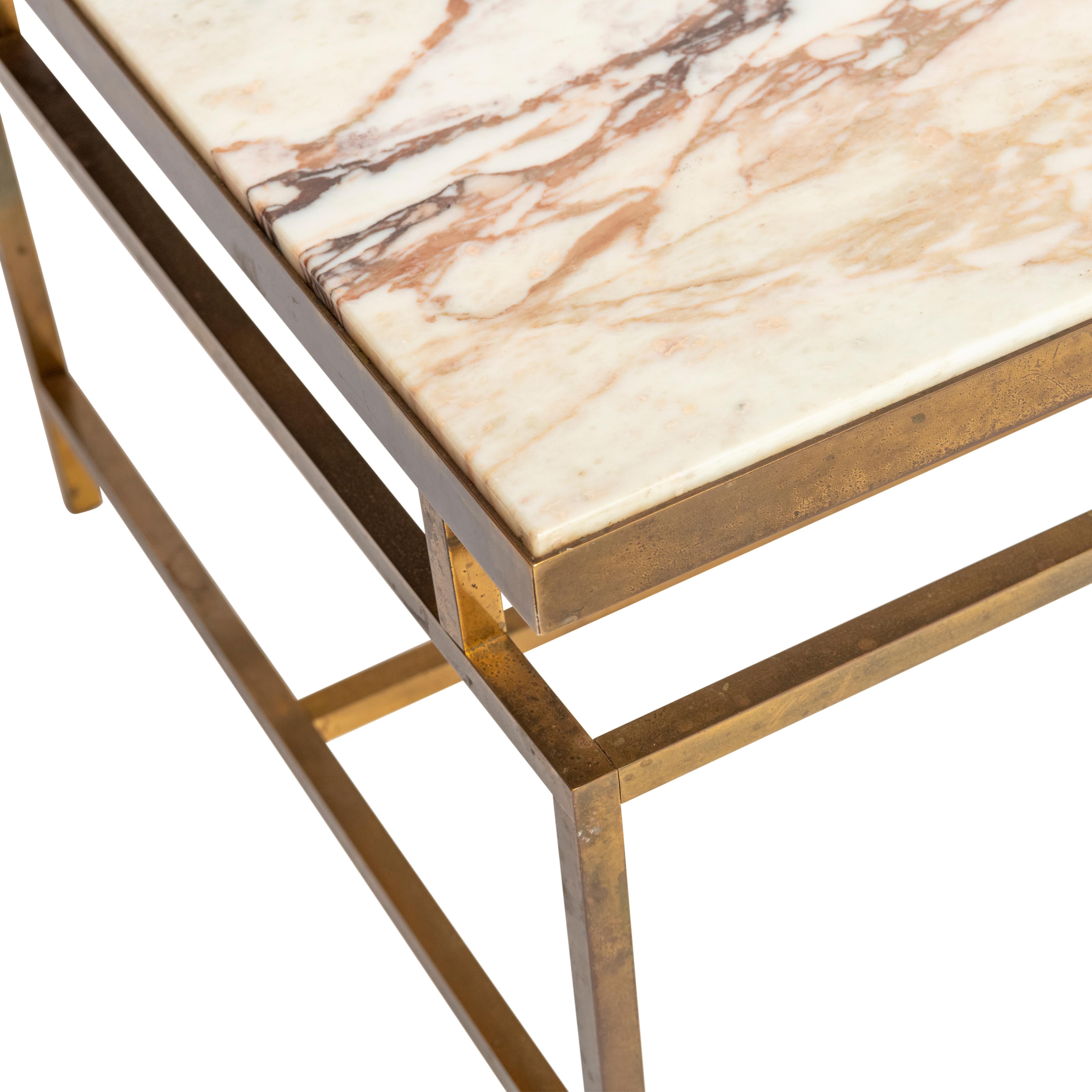 Milieu du XXe siècle Table basse en laiton et marbre, Italie circa 1950 en vente