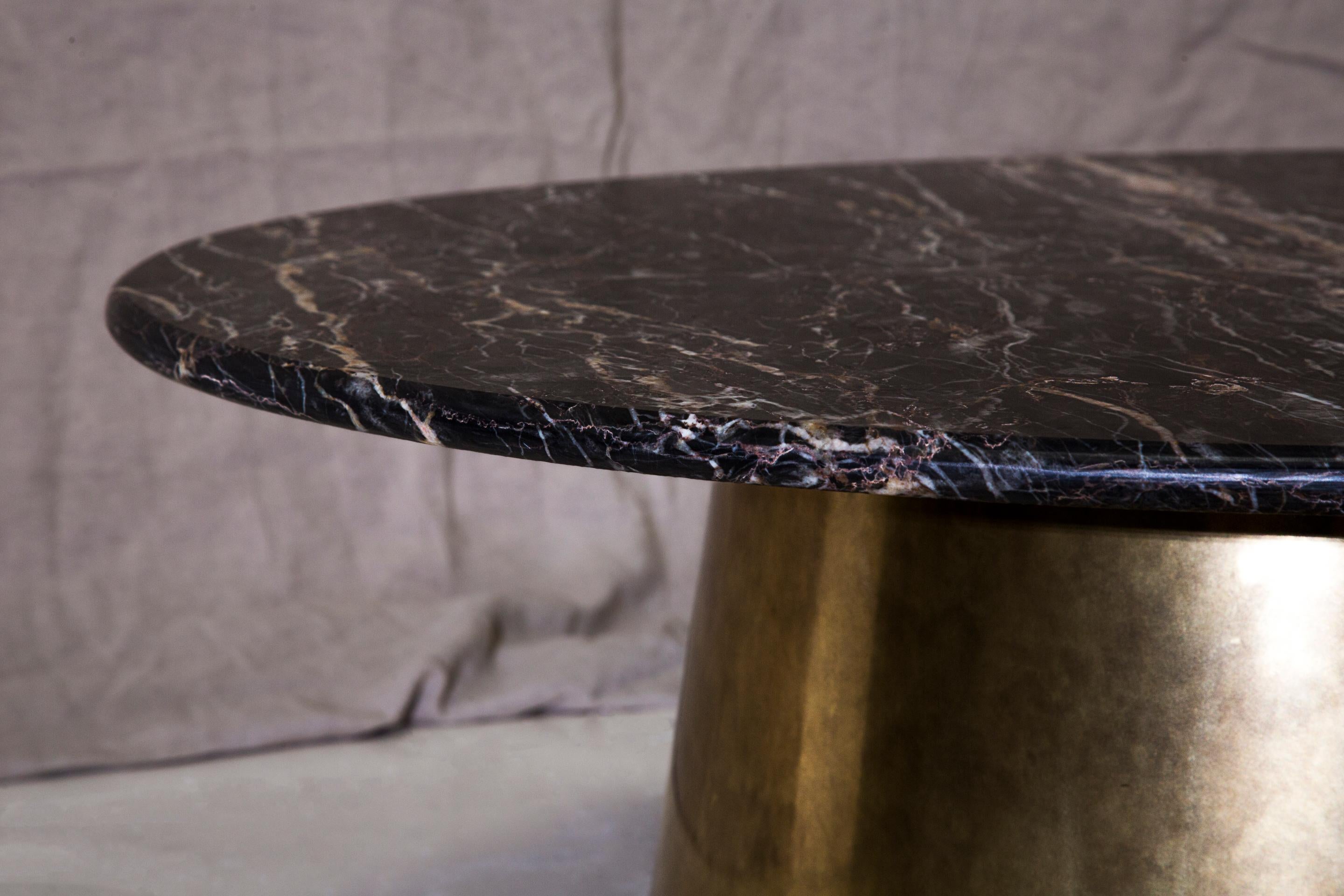 English Brass and Marble Coffee Table Signed by Novocastrian For Sale