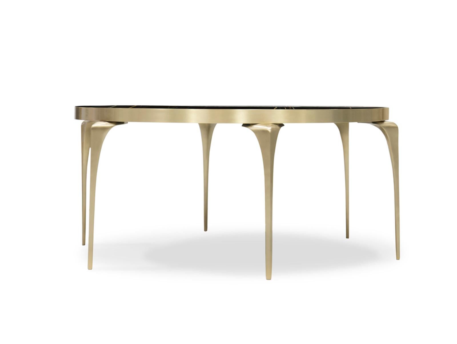 Modern Brass and Marble Coffee Table 