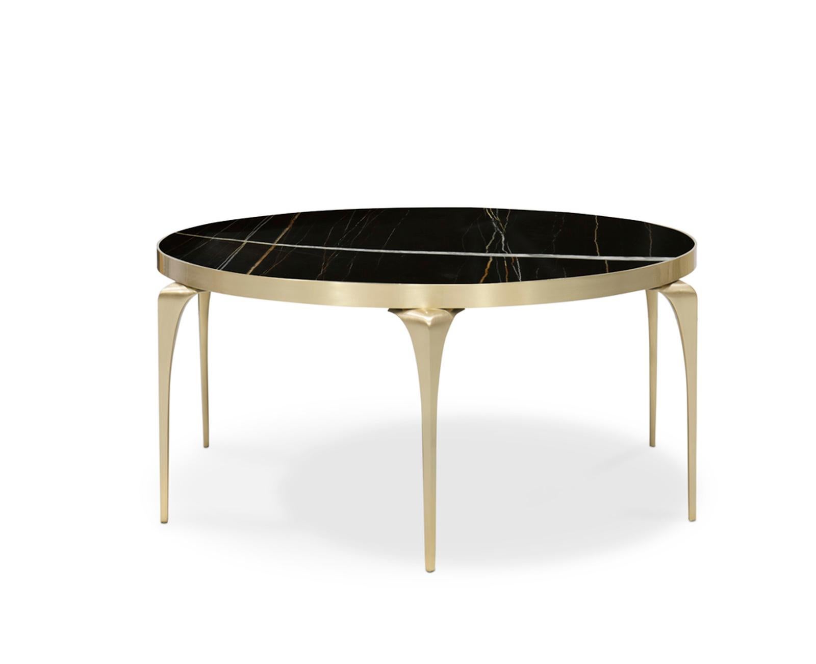 Contemporary Brass and Marble Coffee Table 