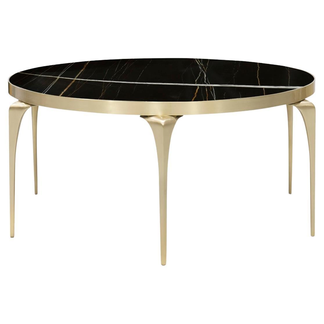 Brass and Marble Coffee Table "Spider" For Sale