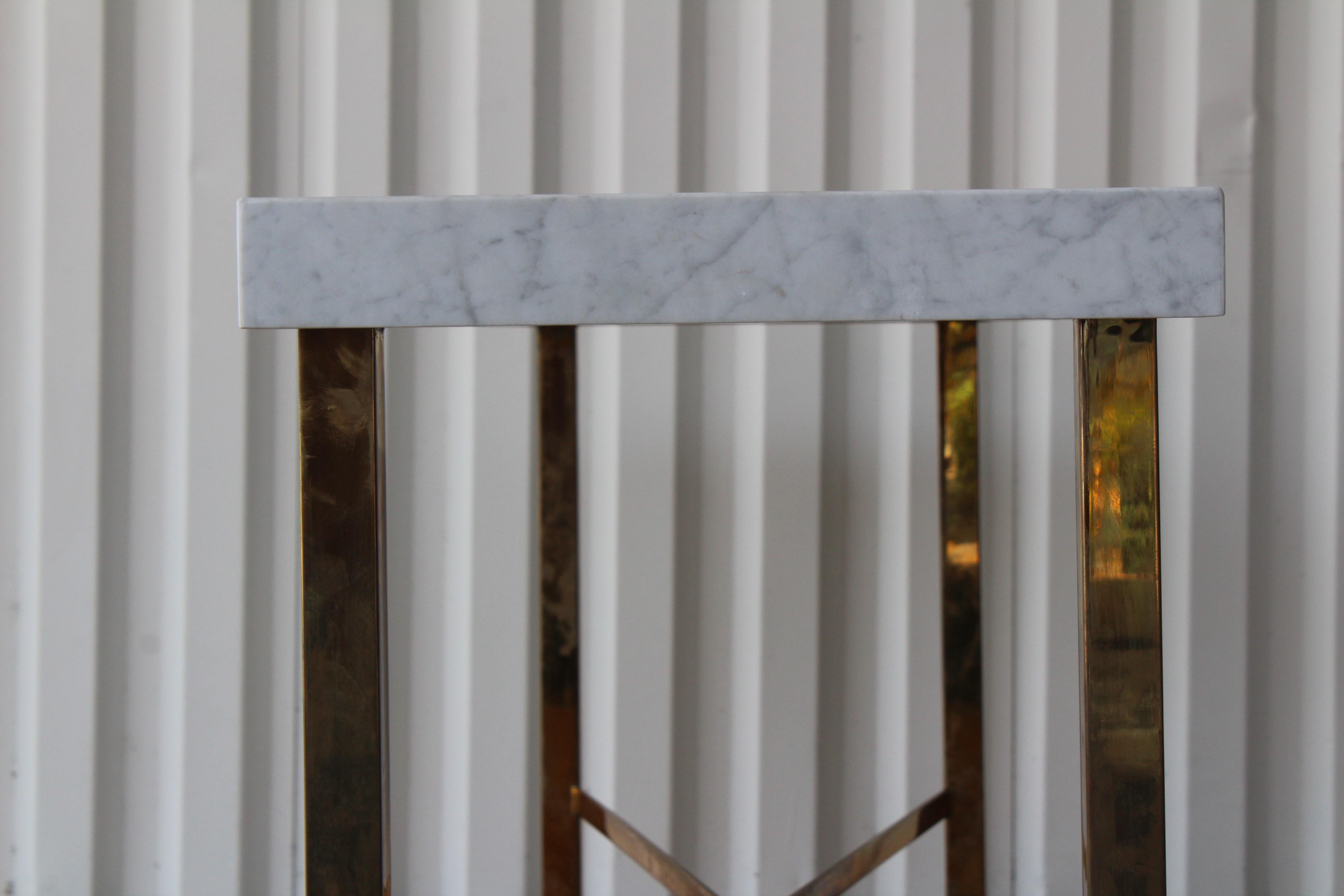 Mid-Century Modern Brass and Marble Console Table, 1970s