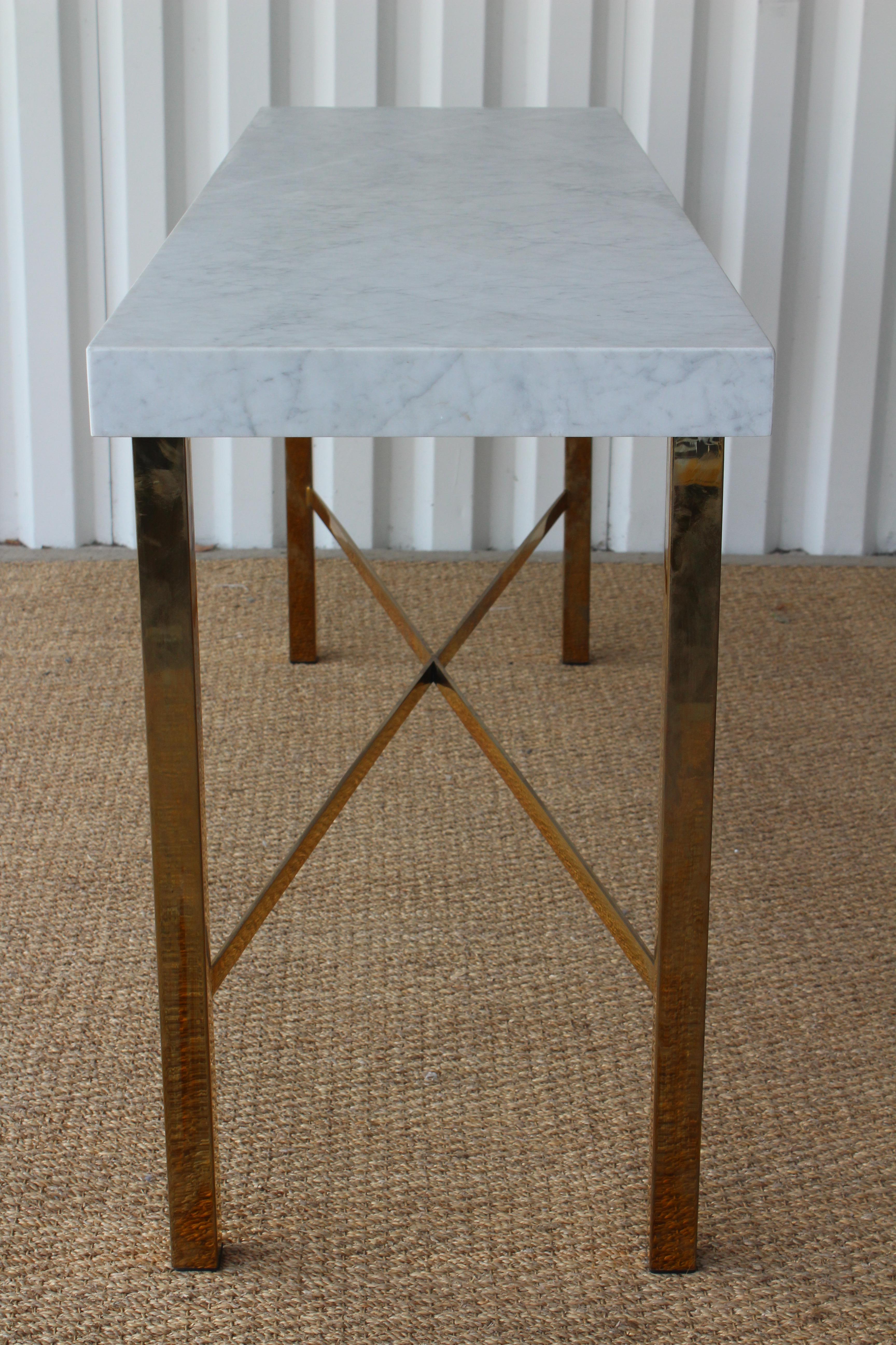 Brass and Marble Console Table, 1970s 1