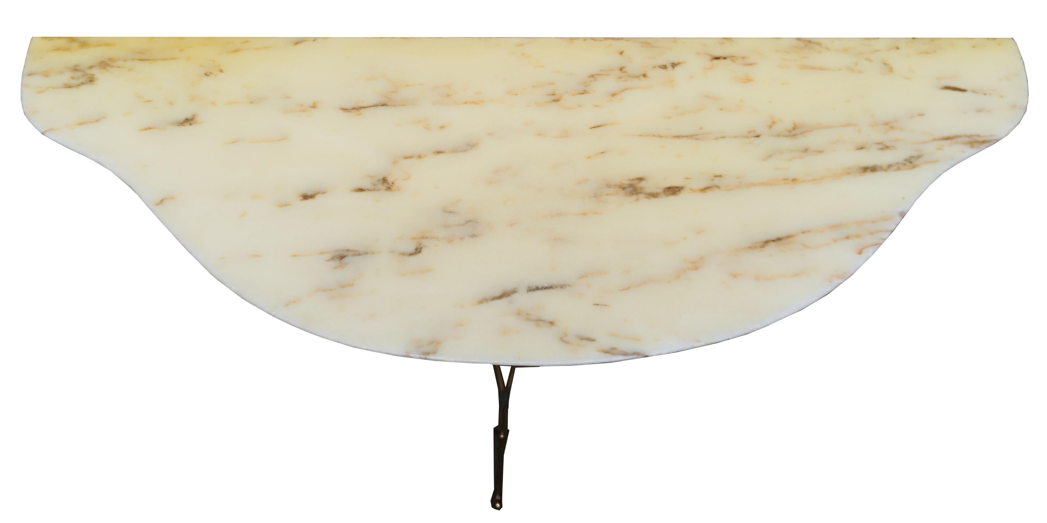 Mid-Century Modern Brass and Marble Console Table, Italy 1950s