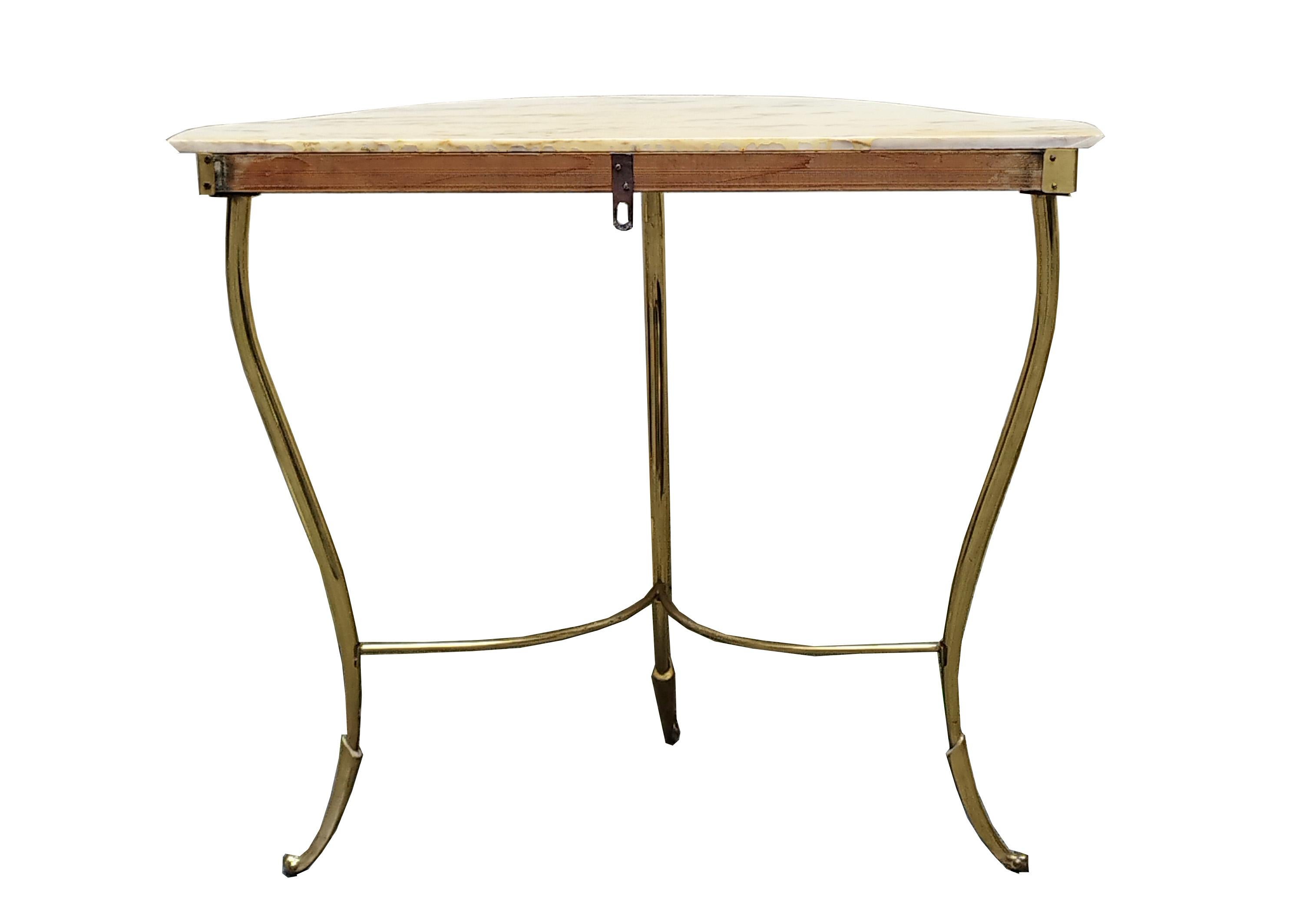Italian Brass and Marble Console Table, Italy 1950s