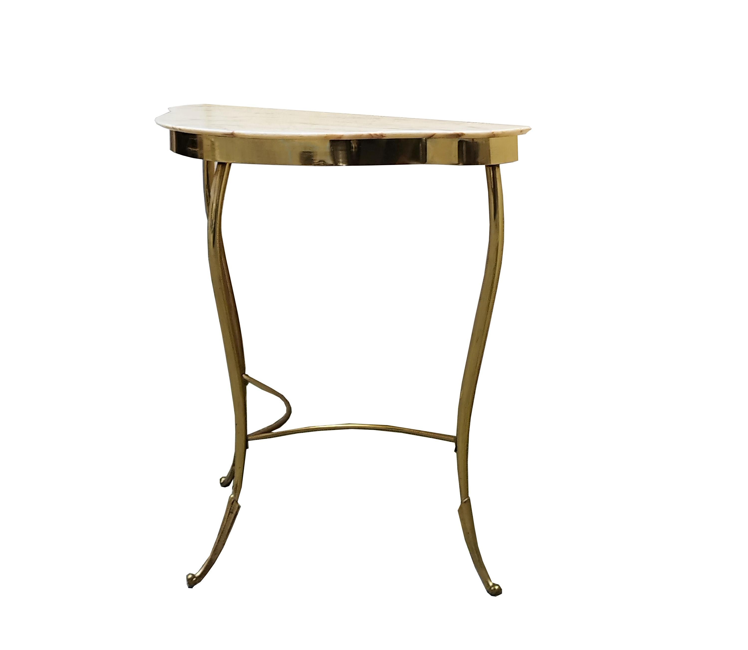 Brass and Marble Console Table, Italy 1950s In Good Condition In Naples, IT