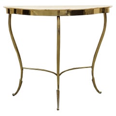 Brass and Marble Console Table, Italy 1950s