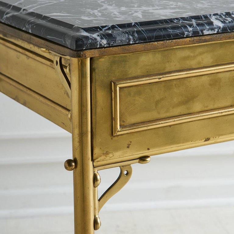 Brass and Marble Console Table with Drawer at 1stDibs